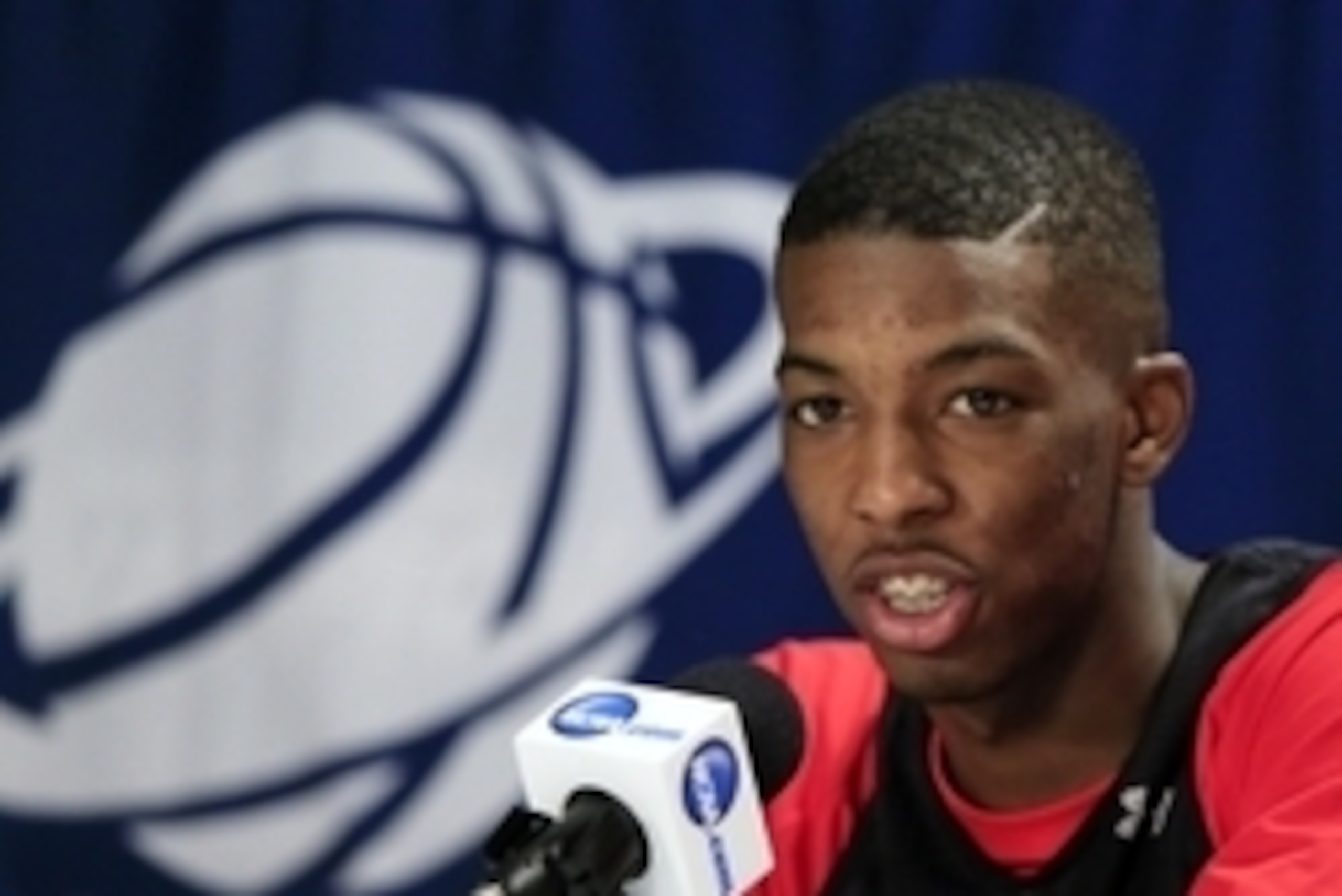 Mar 26, 2015; Houston, TX, USA; Utah Utes guard Delon Wright is interviewed during practice the day before the semifinals of the south regional of the 2015 NCAA Tournament at NRG Stadium. Mandatory Credit: Kevin Jairaj-USA TODAY Sports Mar 26, 2015; Houston, TX, USA; Utah Utes guard Delon Wright is interviewed during practice the day before the semifinals of the south regional of the 2015 NCAA Tournament at NRG Stadium. Mandatory Credit: Kevin Jairaj-USA TODAY Sports
