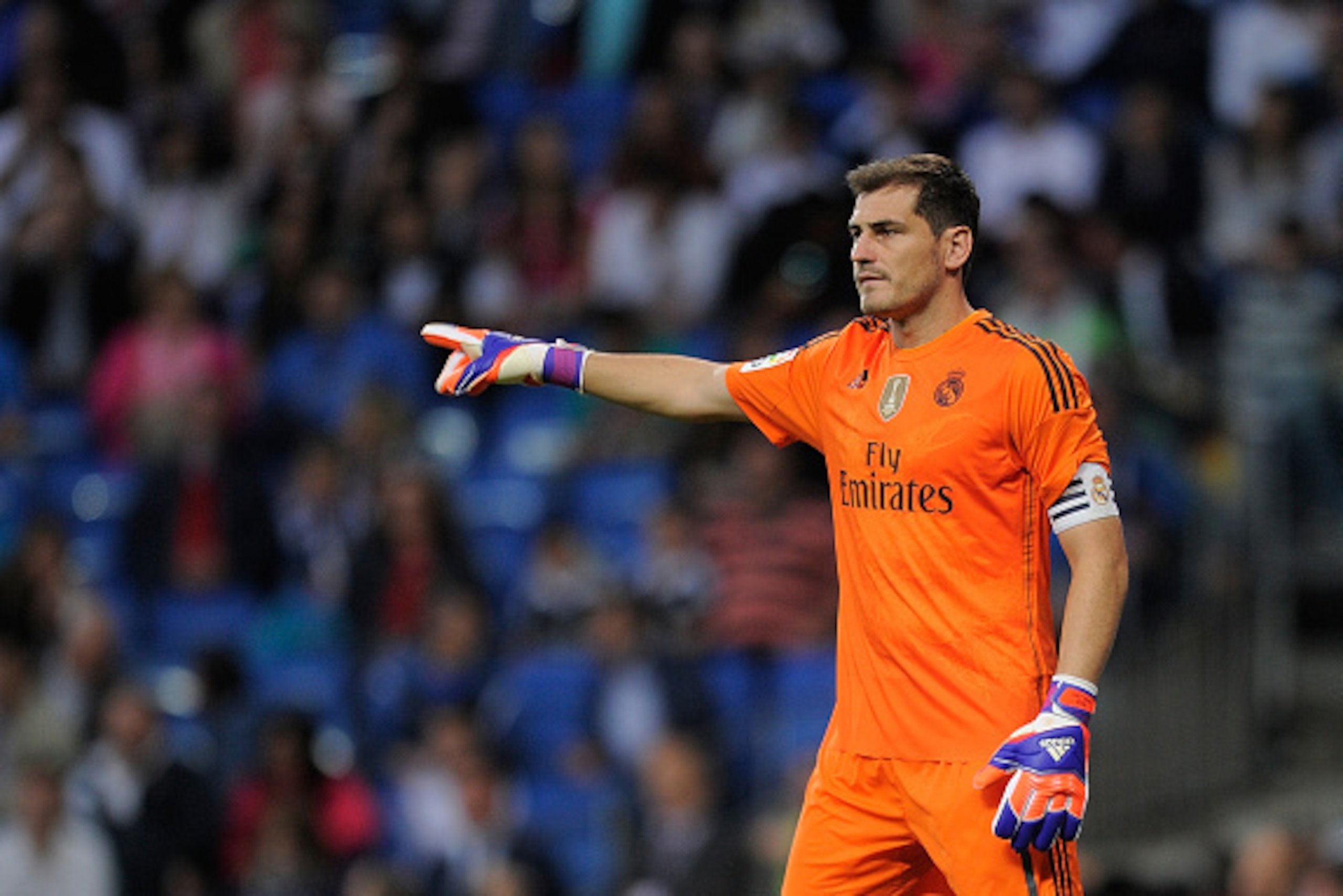 MADRID, SPAIN - MAY 23: Iker Casillas of Real Madrid reacts during the La Liga match between Real Madrid CF and Getafe CF at Estadio Santiago Bernabeu on May 23, 2015 in Madrid, Spain. (Photo by Denis Doyle/Getty Images) MADRID, SPAIN - MAY 23: Iker Casillas of Real Madrid reacts during the La Liga match between Real Madrid CF and Getafe CF at Estadio Santiago Bernabeu on May 23, 2015 in Madrid, Spain. (Photo by Denis Doyle/Getty Images)