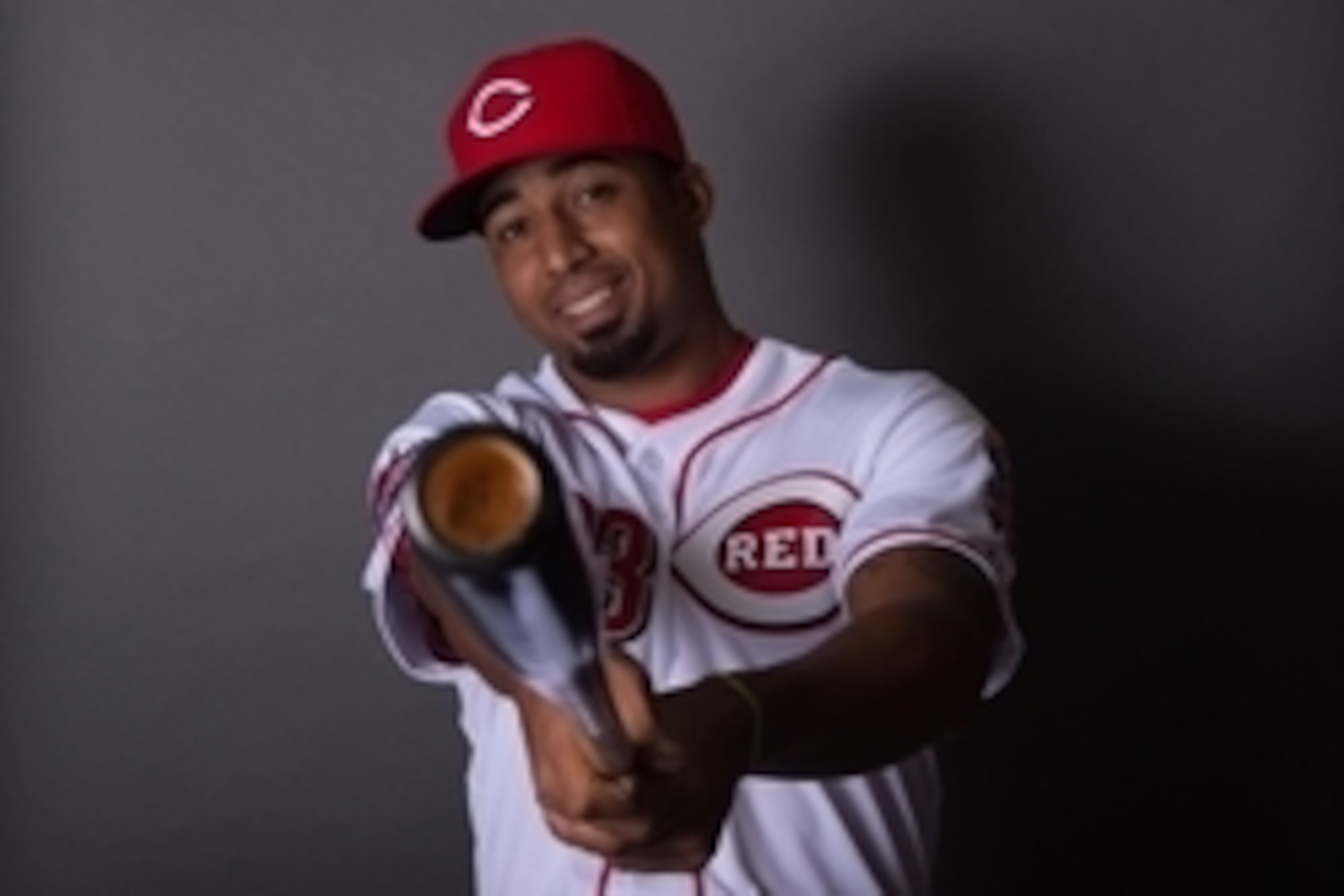 Feb 26, 2015; Goodyear, AZ, USA; Cincinnati Reds center fielder Yorman Rodriguez (33) poses for a picture during photo day at the Reds Player Development Complex. Mandatory Credit: Kyle Terada-USA TODAY Sports