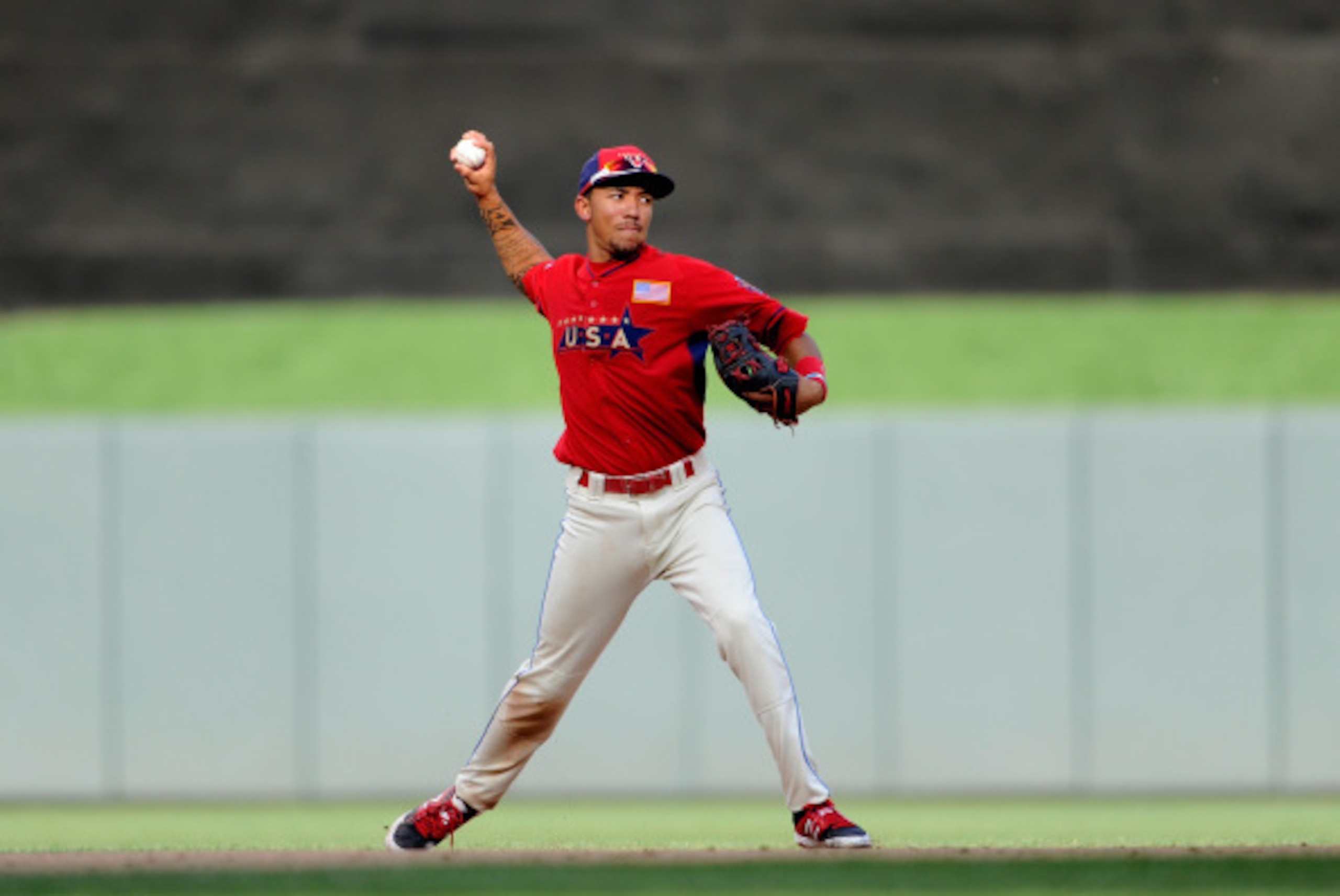 MINNEAPOLIS, MN - JULY 13:  J.P. Crawford of the U.S. Team during the SiriusXM All-Star Futures Game at Target Field on July 13, 2014 in Minneapolis, Minnesota.  (Photo by Hannah Foslien/Getty Images)
