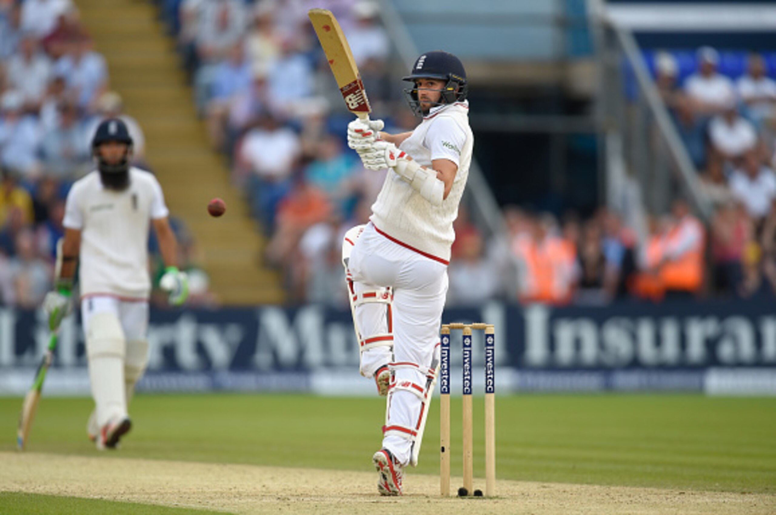 CARDIFF, WALES - JULY 10:  England batsman Mark Wood hits out during day three of the 1st Investec Ashes Test match between England and Australia at SWALEC Stadium on July 10, 2015 in Cardiff, United Kingdom.  (Photo by Stu Forster/Getty Images)