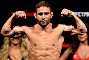 RIO DE JANEIRO, BRAZIL - OCTOBER 24:  Chad Mendes weighs in during the UFC 179 weigh-in  at Maracanazinho on October 24, 2014 in Rio de Janeiro, Brazil.  (Photo by Buda Mendes/Getty Images)