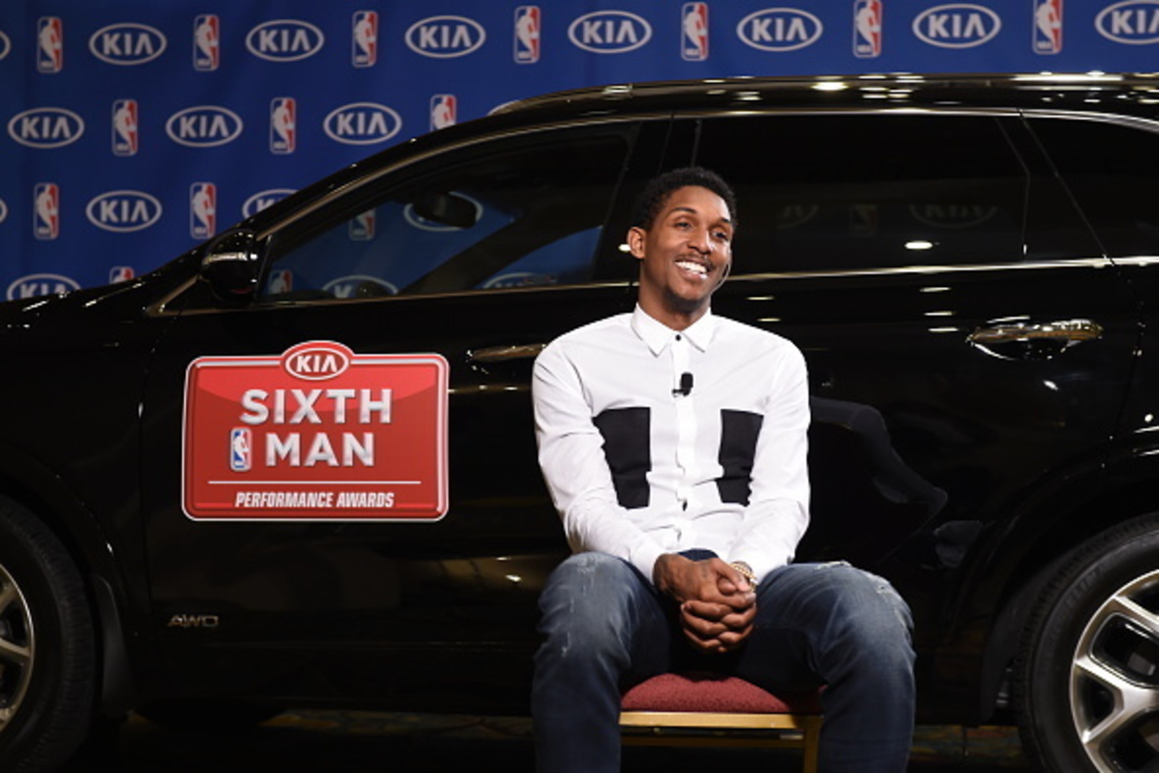 TORONTO, CANADA - April 20: Lou Williams of the Toronto Raptors Receives the Kia Sixth Man Award in Toronto, Ontario, Canada. NOTE TO USER: User expressly acknowledges and agrees that, by downloading and or using this Photograph, user is consenting to th TORONTO, CANADA - April 20: Lou Williams of the Toronto Raptors Receives the Kia Sixth Man Award in Toronto, Ontario, Canada. NOTE TO USER: User expressly acknowledges and agrees that, by downloading and or using this Photograph, user is consenting to th
