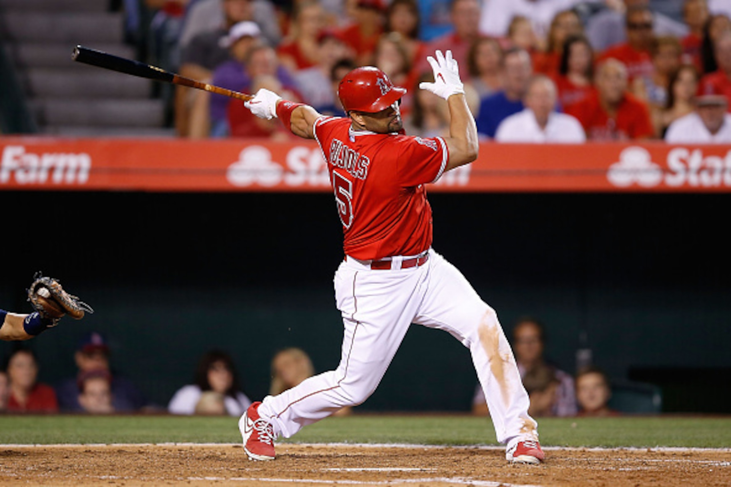 ANAHEIM, CA - JUNE 22: Albert Pujols #5 of the Los Angeles Angels bats in the fourth inning against the Houston Astros at Angel Stadium of Anaheim on June 22, 2015 in Anaheim, California. (Photo by Joe Scarnici/Getty Images) ANAHEIM, CA - JUNE 22: Albert Pujols #5 of the Los Angeles Angels bats in the fourth inning against the Houston Astros at Angel Stadium of Anaheim on June 22, 2015 in Anaheim, California. (Photo by Joe Scarnici/Getty Images)