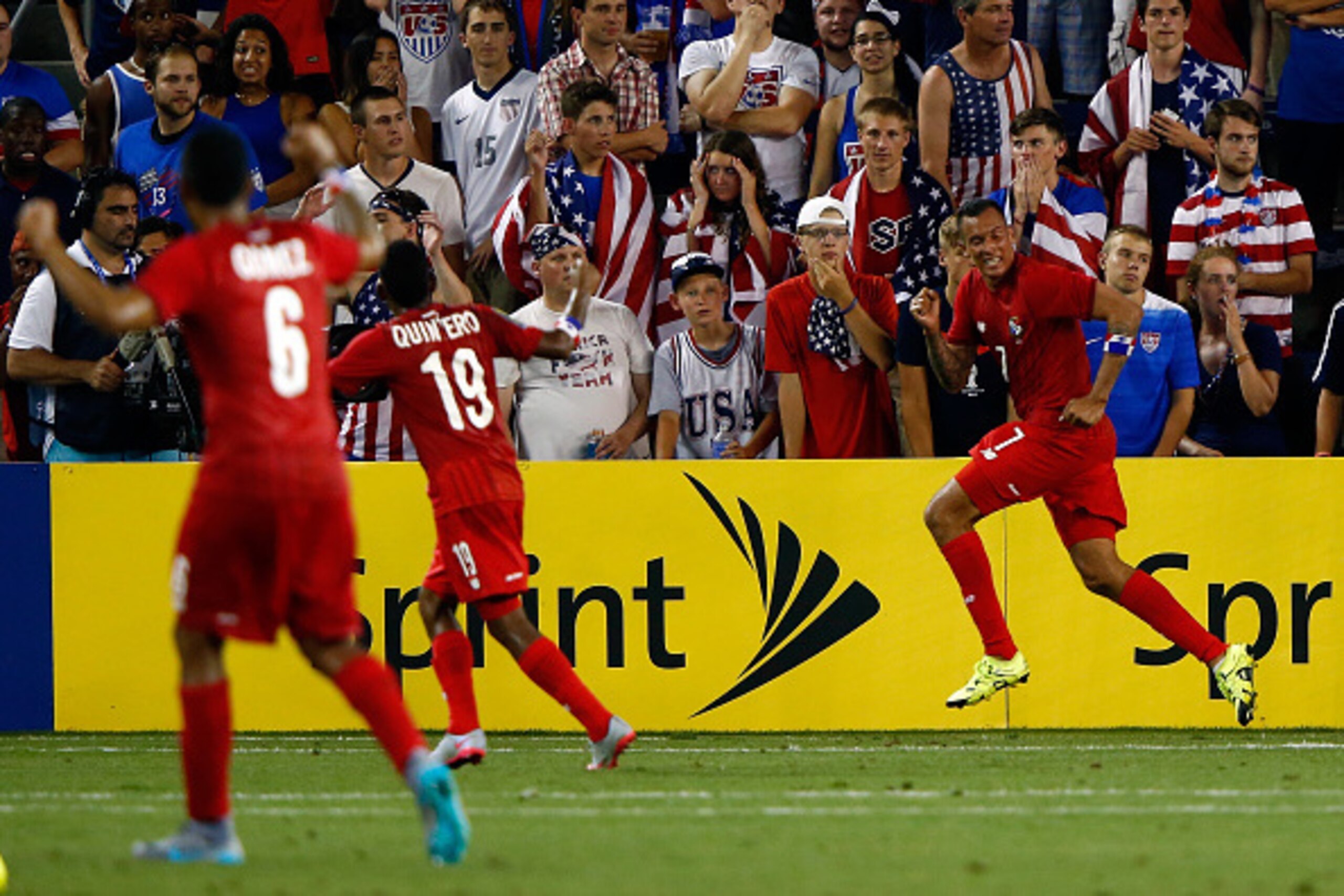 KANSAS CITY, KS - JULY 13: Blas Perez #7 of Panama celebrates after scoring a goal during the 1st half of the CONCACAF Gold Cup match against the United States at Sporting Park on July 13, 2015 in Kansas City, Kansas. (Photo by Jamie Squire/Getty Images KANSAS CITY, KS - JULY 13: Blas Perez #7 of Panama celebrates after scoring a goal during the 1st half of the CONCACAF Gold Cup match against the United States at Sporting Park on July 13, 2015 in Kansas City, Kansas. (Photo by Jamie Squire/Getty Images