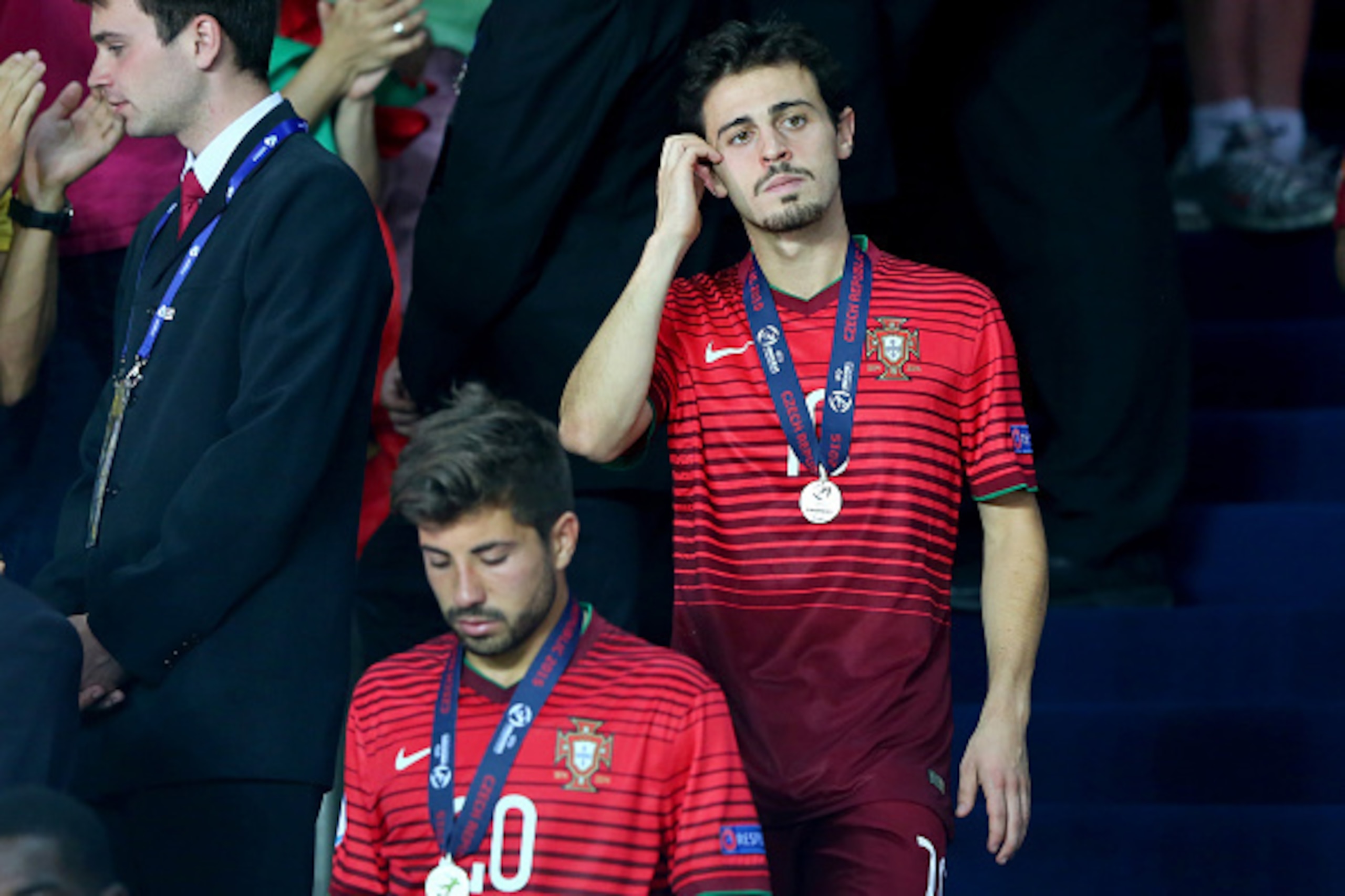 PRAGUE, CZECH REPUBLIC - JUNE 30: Bernardo Silva of Portugal looks dejected after losing the UEFA European Under-21 final match between Sweden and Portugal at Eden Stadium on June 30, 2015 in Prague, Czech Republic.  (Photo by Martin Rose/Getty Images)