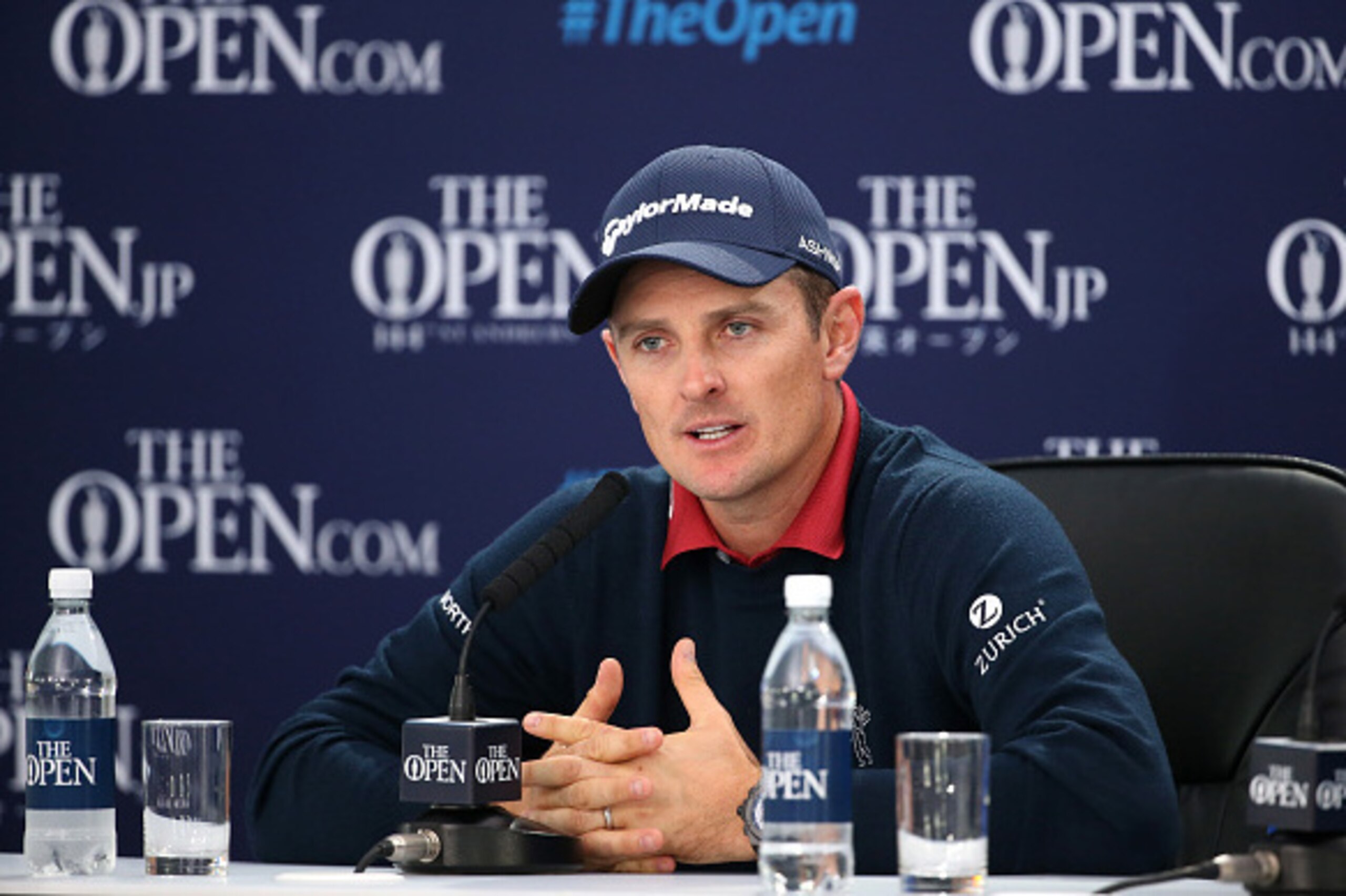 ST ANDREWS, SCOTLAND - JULY 14:  Justin Rose of England speaks at a press conference ahead of the 144th Open Championship at The Old Course on July 14, 2015 in St Andrews, Scotland.  (Photo by Streeter Lecka/Getty Images)