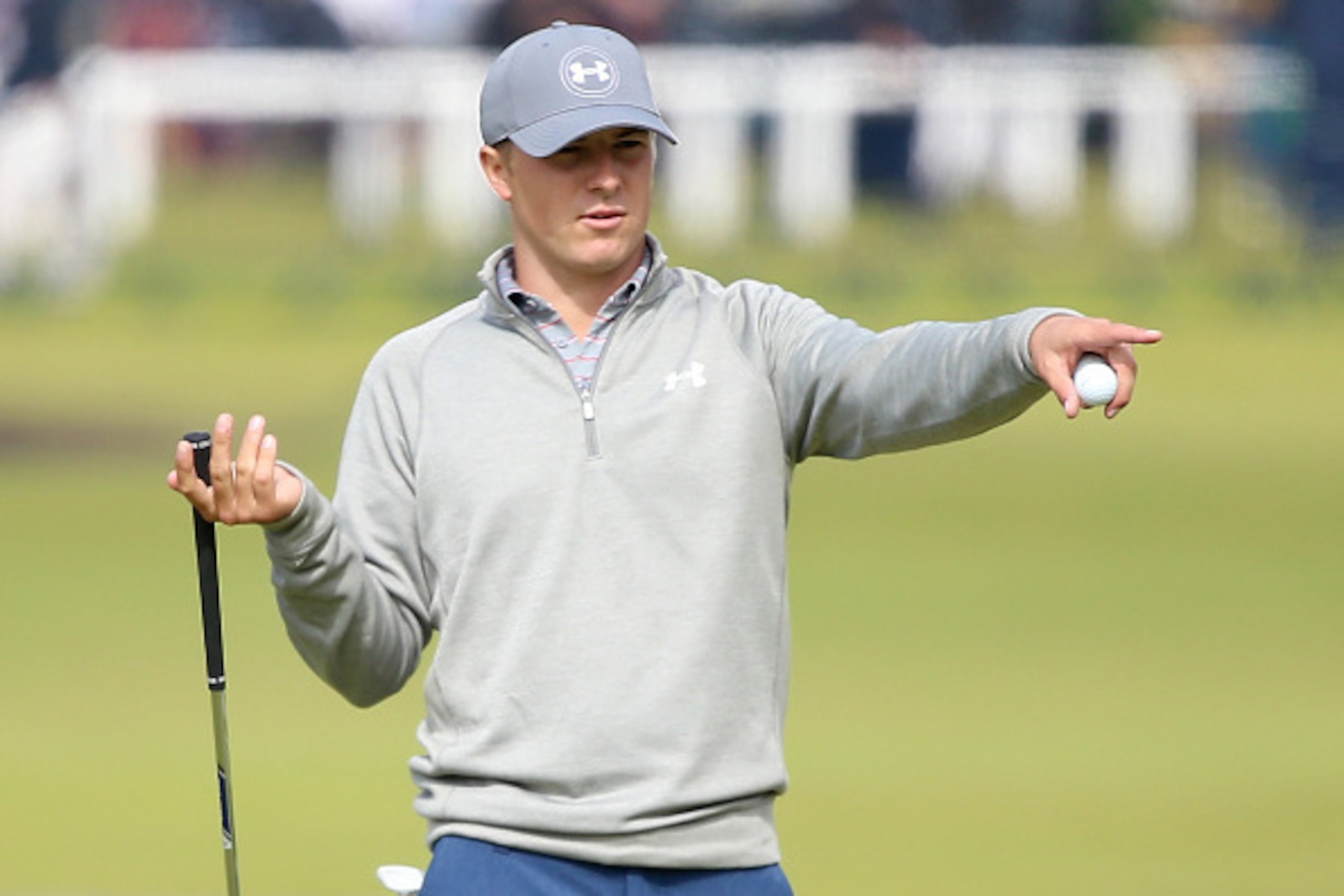 ST ANDREWS, SCOTLAND - JULY 14: Jordan Spieth of the United States points during a practice round ahead of the 144th Open Championship at The Old Course on July 14, 2015 in St Andrews, Scotland. (Photo by Andrew Redington/Getty Images) ST ANDREWS, SCOTLAND - JULY 14: Jordan Spieth of the United States points during a practice round ahead of the 144th Open Championship at The Old Course on July 14, 2015 in St Andrews, Scotland. (Photo by Andrew Redington/Getty Images)