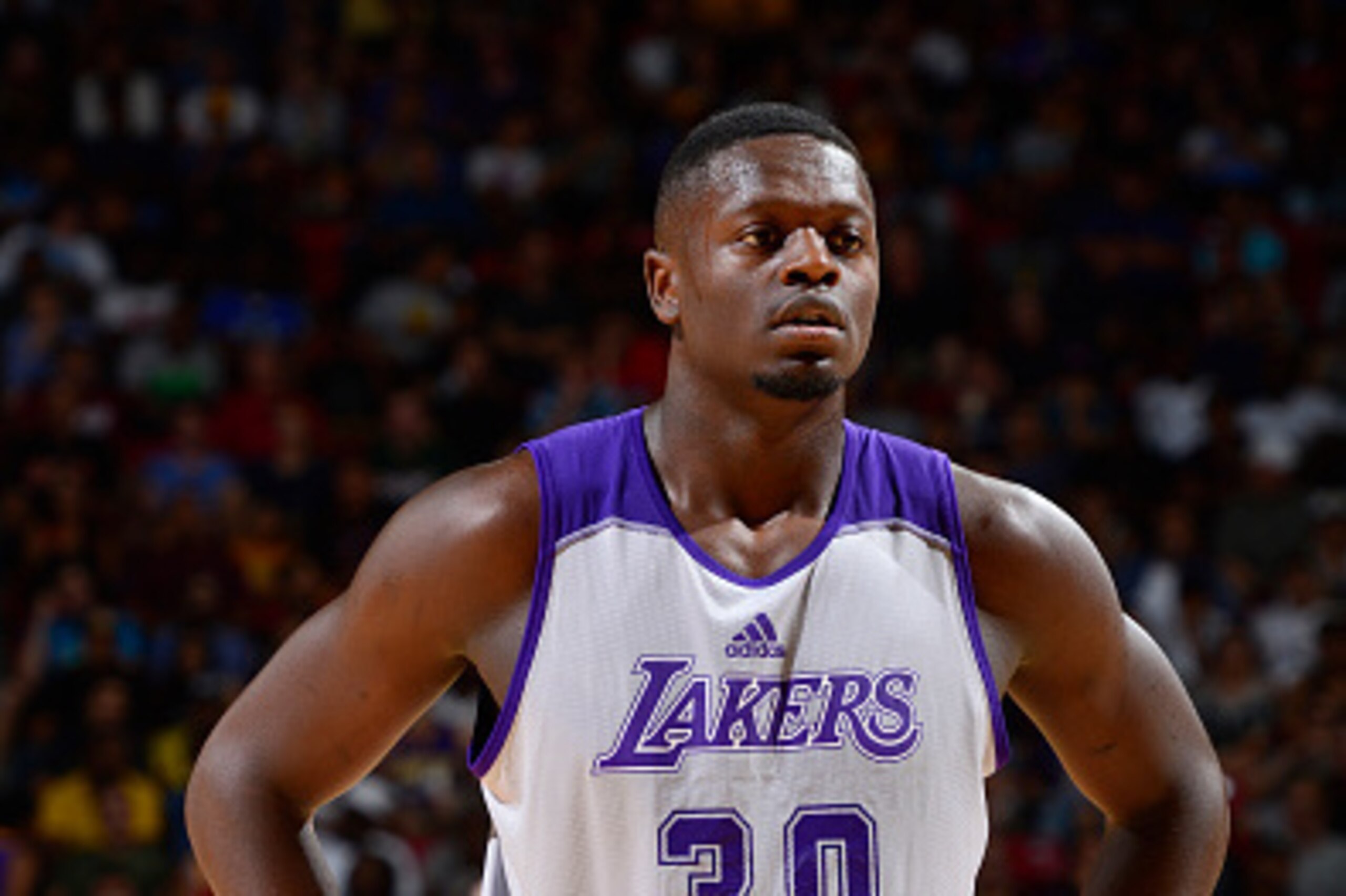 LAS VEGAS, NV - JULY 10: Julius Randle #30 of the Los Angeles Lakers during NBA Summer League against the Minnesota Timberwolves on July 10, 2012 at the Cox Pavilion in Las Vegas, Nevada. NOTE TO USER: User expressly acknowledges and agrees that, by downl LAS VEGAS, NV - JULY 10: Julius Randle #30 of the Los Angeles Lakers during NBA Summer League against the Minnesota Timberwolves on July 10, 2012 at the Cox Pavilion in Las Vegas, Nevada. NOTE TO USER: User expressly acknowledges and agrees that, by downl