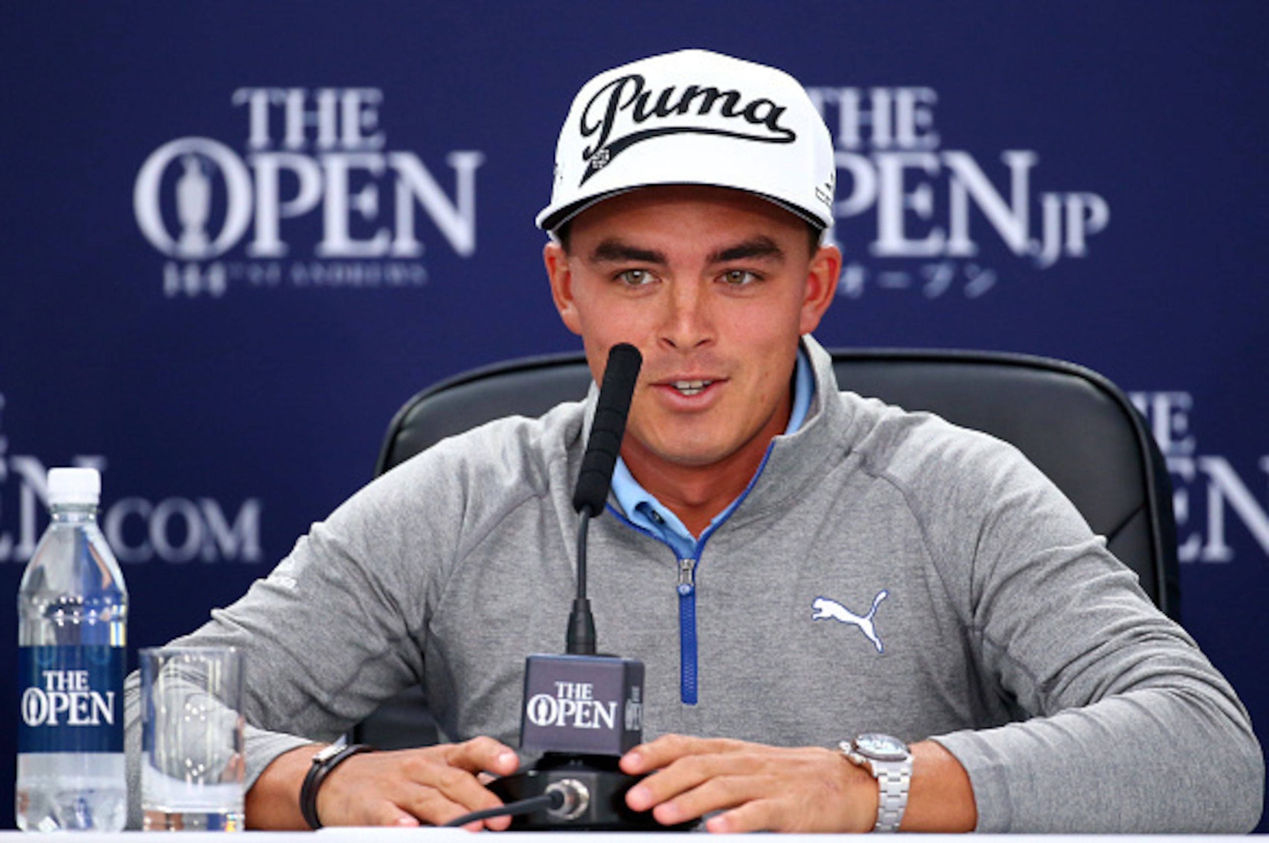 ST ANDREWS, SCOTLAND - JULY 14: Rickie Fowler of the United States speaks at a press conference ahead of the 144th Open Championship at The Old Course on July 14, 2015 in St Andrews, Scotland. (Photo by Matthew Lewis/Getty Images) ST ANDREWS, SCOTLAND - JULY 14: Rickie Fowler of the United States speaks at a press conference ahead of the 144th Open Championship at The Old Course on July 14, 2015 in St Andrews, Scotland. (Photo by Matthew Lewis/Getty Images)