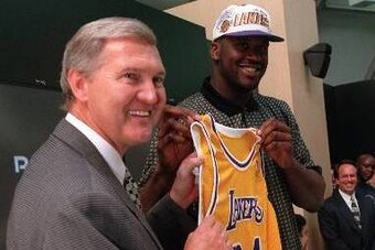 O'Neal with Jerry West in 1996