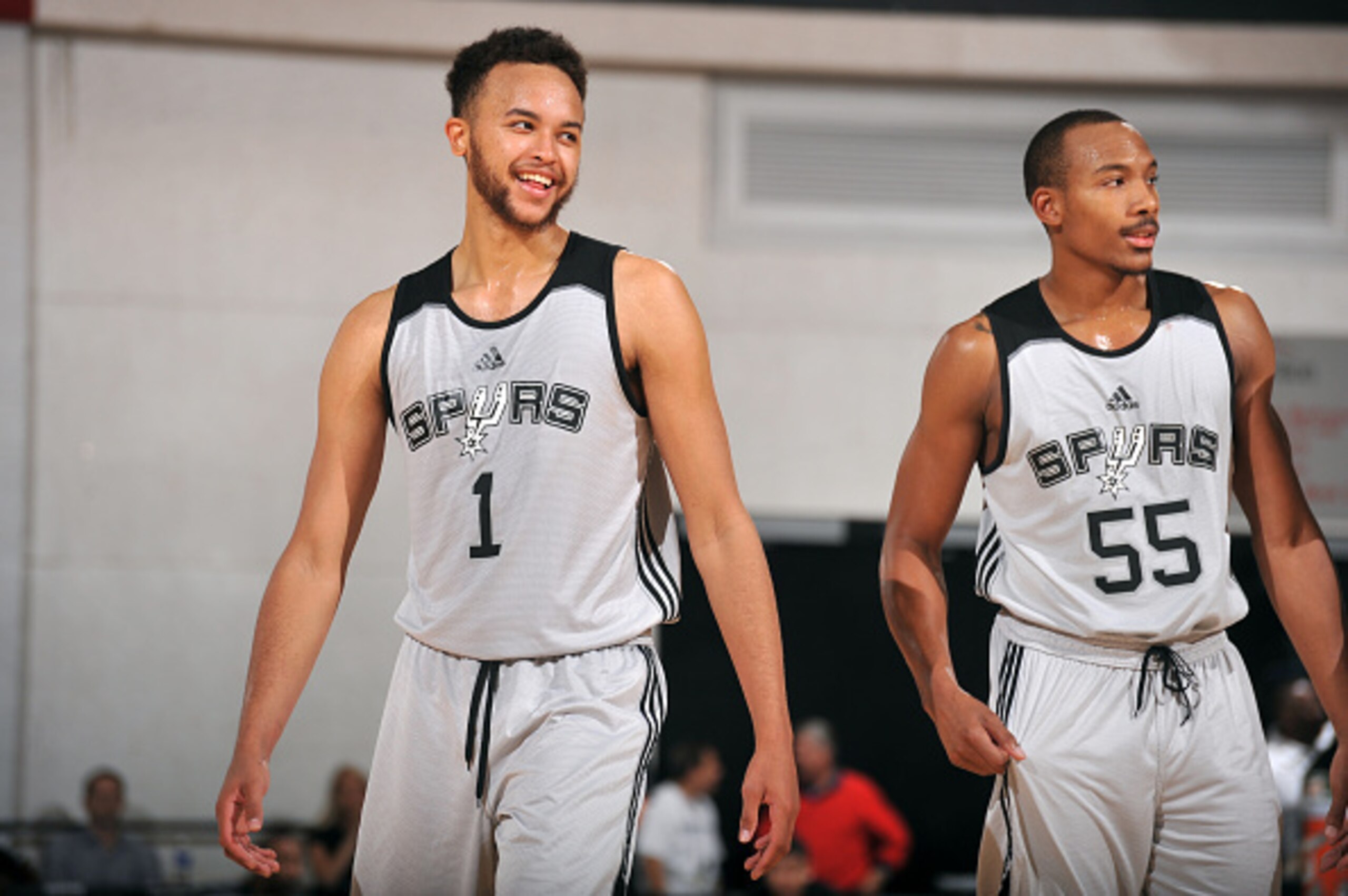 LAS VEGAS, NV - JULY 14: Kyle Anderson #1 of the San Antonio Spurs stands on the court during a game against the Portland Trail Blazers on July 14, 2015 at The Cox Pavilion in Las Vegas, Nevada. NOTE TO USER: User expressly acknowledges and agrees that, b LAS VEGAS, NV - JULY 14: Kyle Anderson #1 of the San Antonio Spurs stands on the court during a game against the Portland Trail Blazers on July 14, 2015 at The Cox Pavilion in Las Vegas, Nevada. NOTE TO USER: User expressly acknowledges and agrees that, b