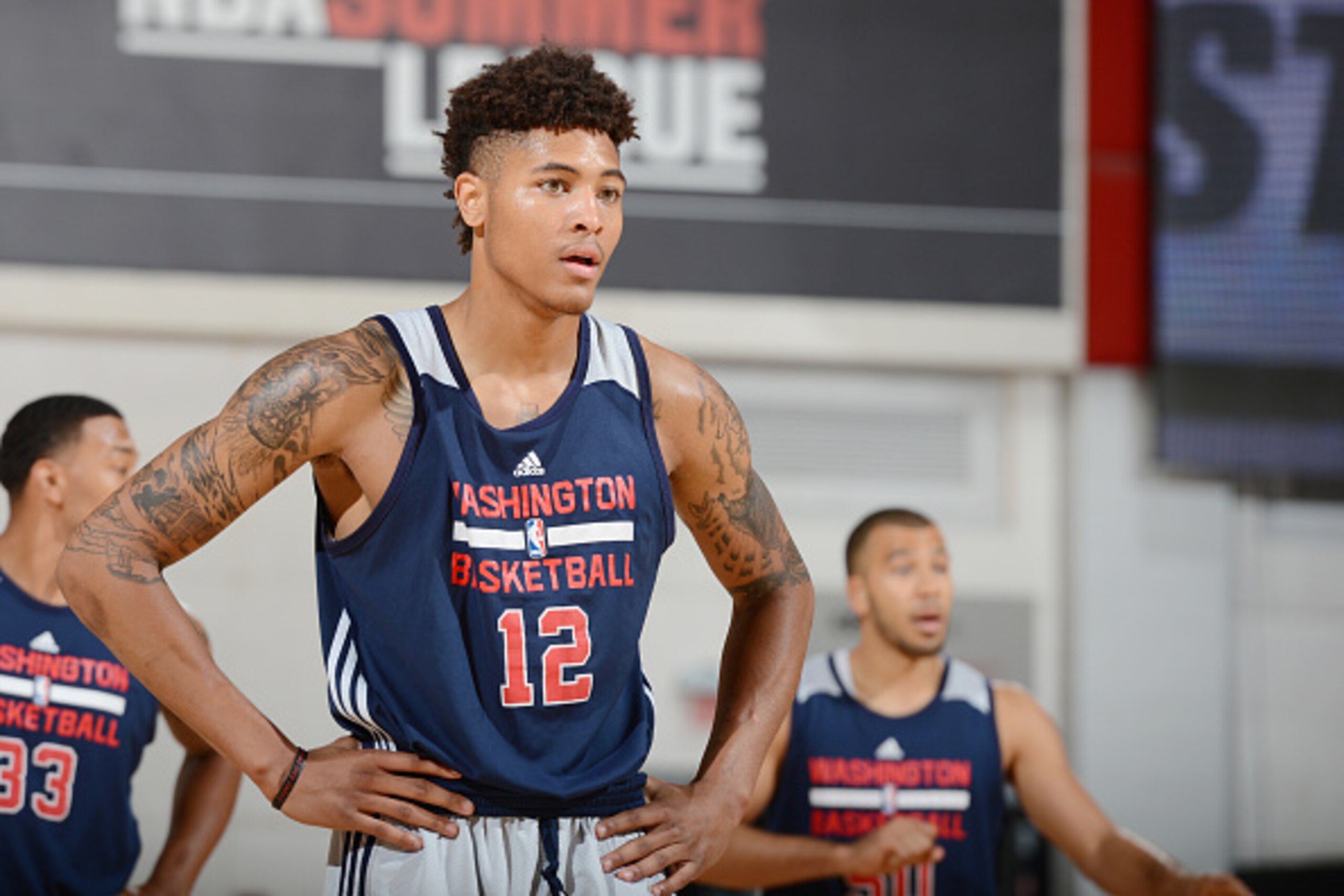 LAS VEGAS, NV - JULY 12: Kelly Oubre Jr. #12 of the Washington Wizards Looks on during the game against the D-League Selects on July 12, 2015 at the Cox Pavilion in Las Vegas, Nevada. NOTE TO USER: User expressly acknowledges and agrees that, by download LAS VEGAS, NV - JULY 12: Kelly Oubre Jr. #12 of the Washington Wizards Looks on during the game against the D-League Selects on July 12, 2015 at the Cox Pavilion in Las Vegas, Nevada. NOTE TO USER: User expressly acknowledges and agrees that, by download