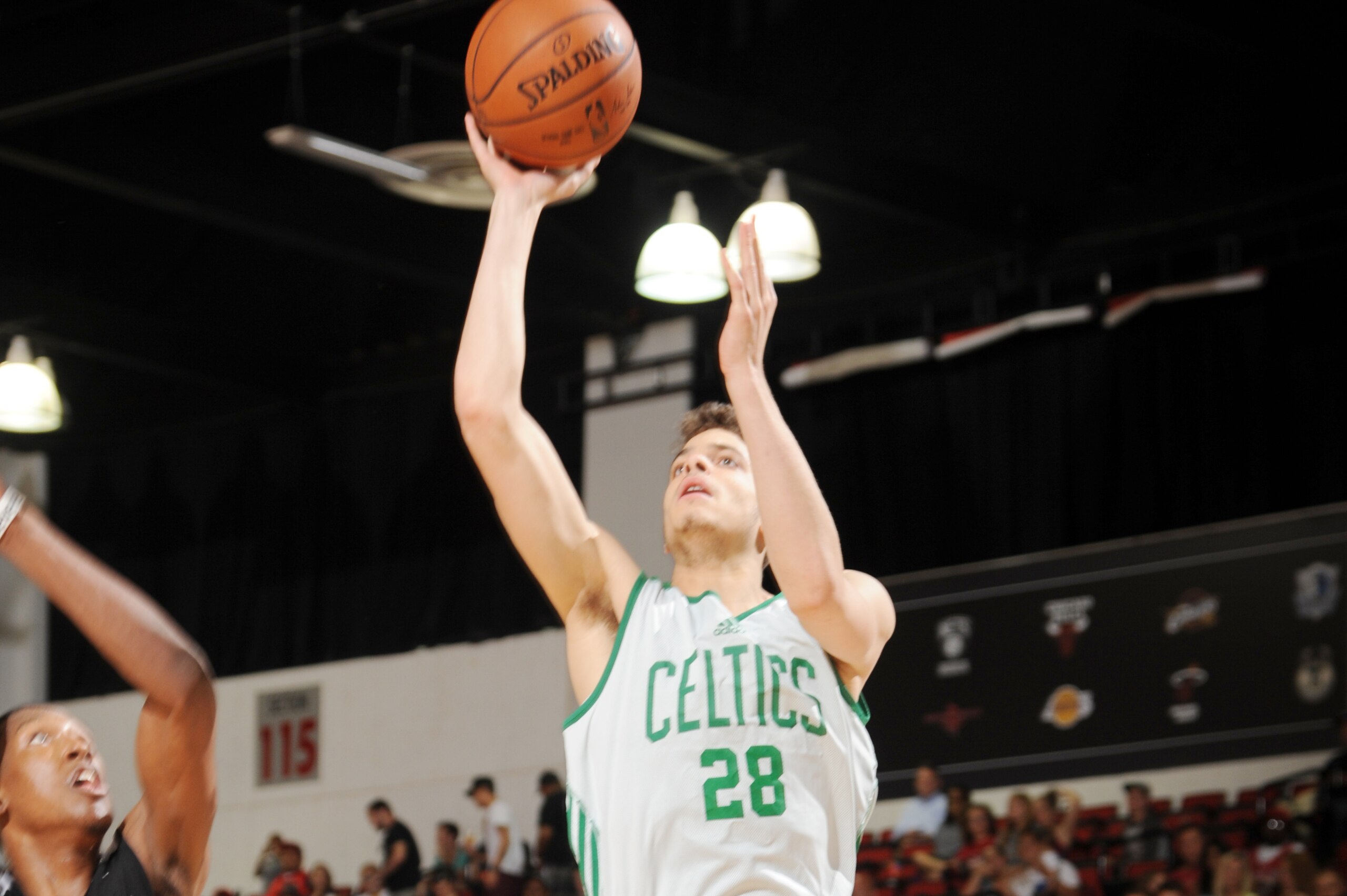 LAS VEGAS, NV - JULY 14: R.J. Hunter #28 of the Boston Celtics goes up for a shot against the Miami Heat on July 14, 2015 at The Cox Pavilion in Las Vegas, Nevada. NOTE TO USER: User expressly acknowledges and agrees that, by downloading and or using thi LAS VEGAS, NV - JULY 14: R.J. Hunter #28 of the Boston Celtics goes up for a shot against the Miami Heat on July 14, 2015 at The Cox Pavilion in Las Vegas, Nevada. NOTE TO USER: User expressly acknowledges and agrees that, by downloading and or using thi