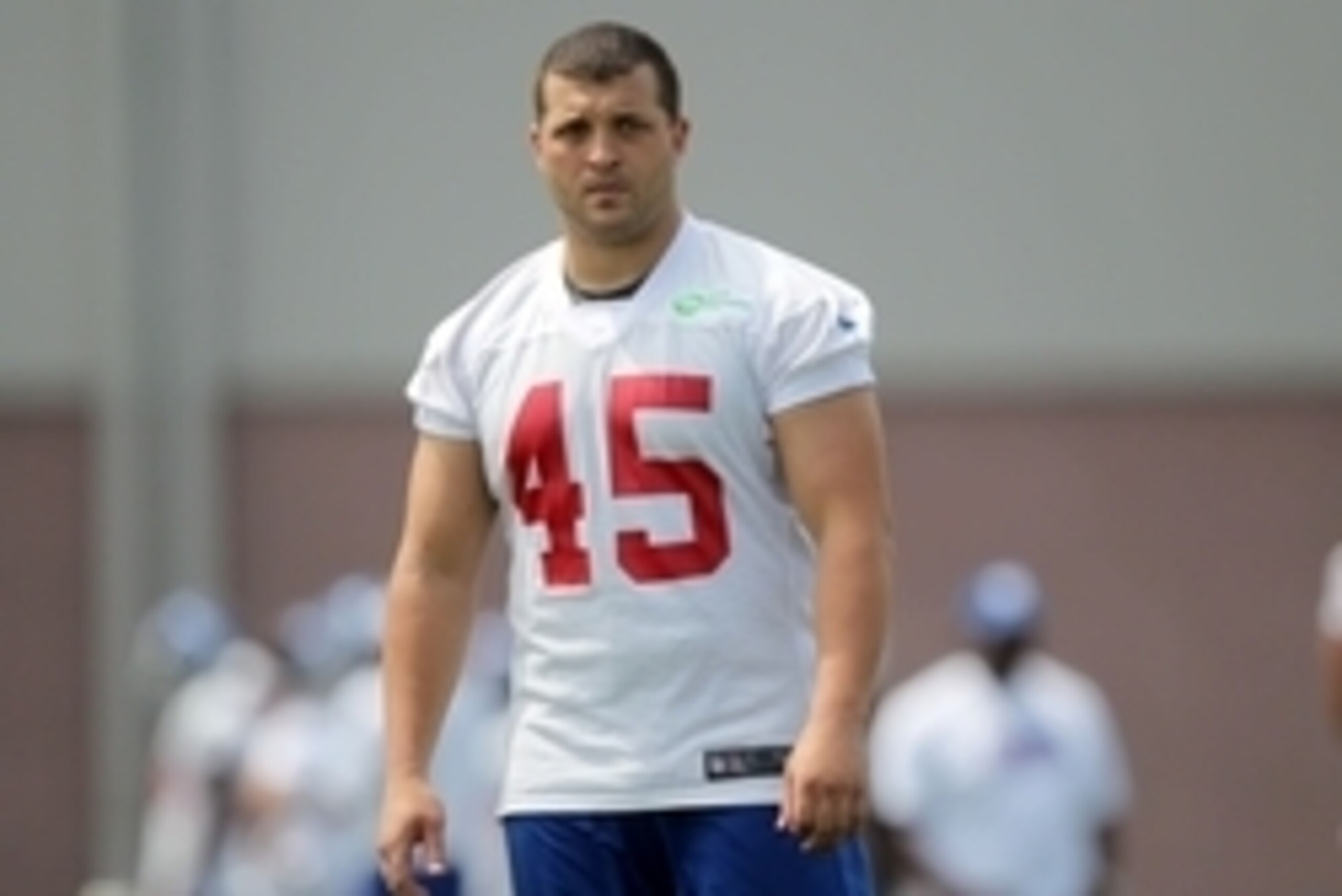 Jul 27, 2013; East Rutherford, NJ, USA; New York Giants running back Henry Hynoski during training camp at Timex Performance Center. Mandatory Credit: John Munson/The Star-Ledger via USA TODAY Sports Jul 27, 2013; East Rutherford, NJ, USA; New York Giants running back Henry Hynoski during training camp at Timex Performance Center. Mandatory Credit: John Munson/The Star-Ledger via USA TODAY Sports