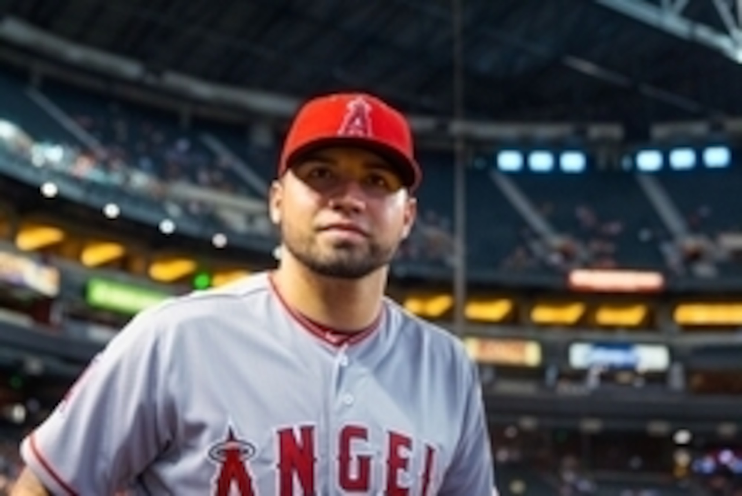 Jun 17, 2015; Phoenix, AZ, USA; Los Angeles Angels pitcher Hector Santiago against the Arizona Diamondbacks during an interleague game at Chase Field. Mandatory Credit: Mark J. Rebilas-USA TODAY Sports