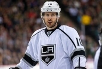 Mar 28, 2015; Saint Paul, MN, USA; Los Angeles Kings forward Mike Richards (10) in the first period against the Minnesota Wild at Xcel Energy Center. The Minnesota Wild beat the Los Angeles Kings 4-1. Mandatory Credit: Brad Rempel-USA TODAY Sports