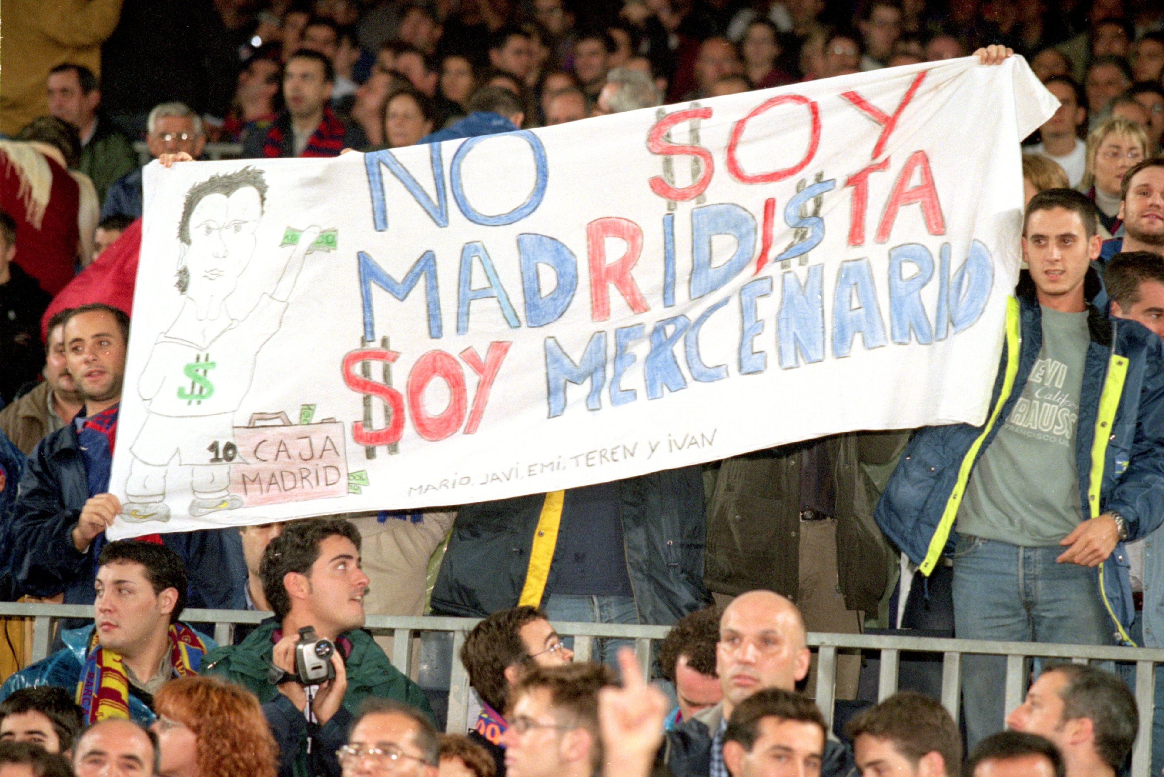Barca fans vent their anger on the return of Figo in Madrid colours Barca fans vent their anger on the return of Figo in Madrid colours
