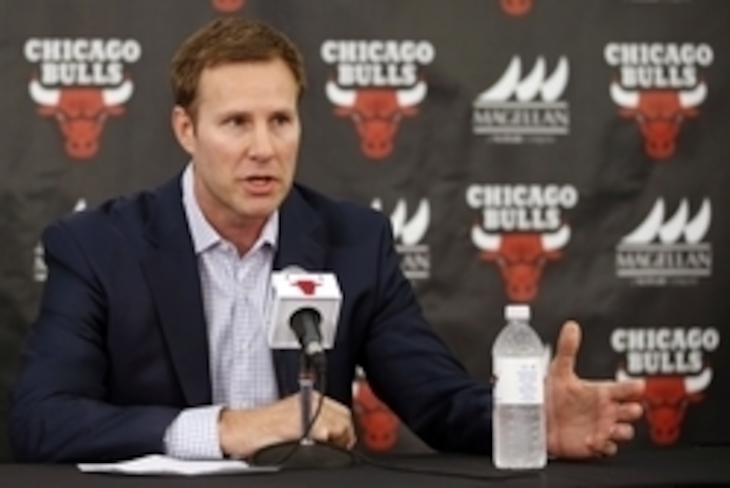 Jun 2, 2015; Chicago, IL, USA; New Chicago Bulls head coach Fred Hoiberg speaks during a press conference at Advocate Center. Mandatory Credit: Kamil Krzaczynski-USA TODAY Sports