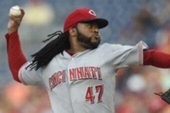 Jul 7, 2015; Washington, DC, USA; Cincinnati Reds starting pitcher Johnny Cueto (47) pitches during the first inning against the Washington Nationals at Nationals Park. Mandatory Credit: Tommy Gilligan-USA TODAY Sports