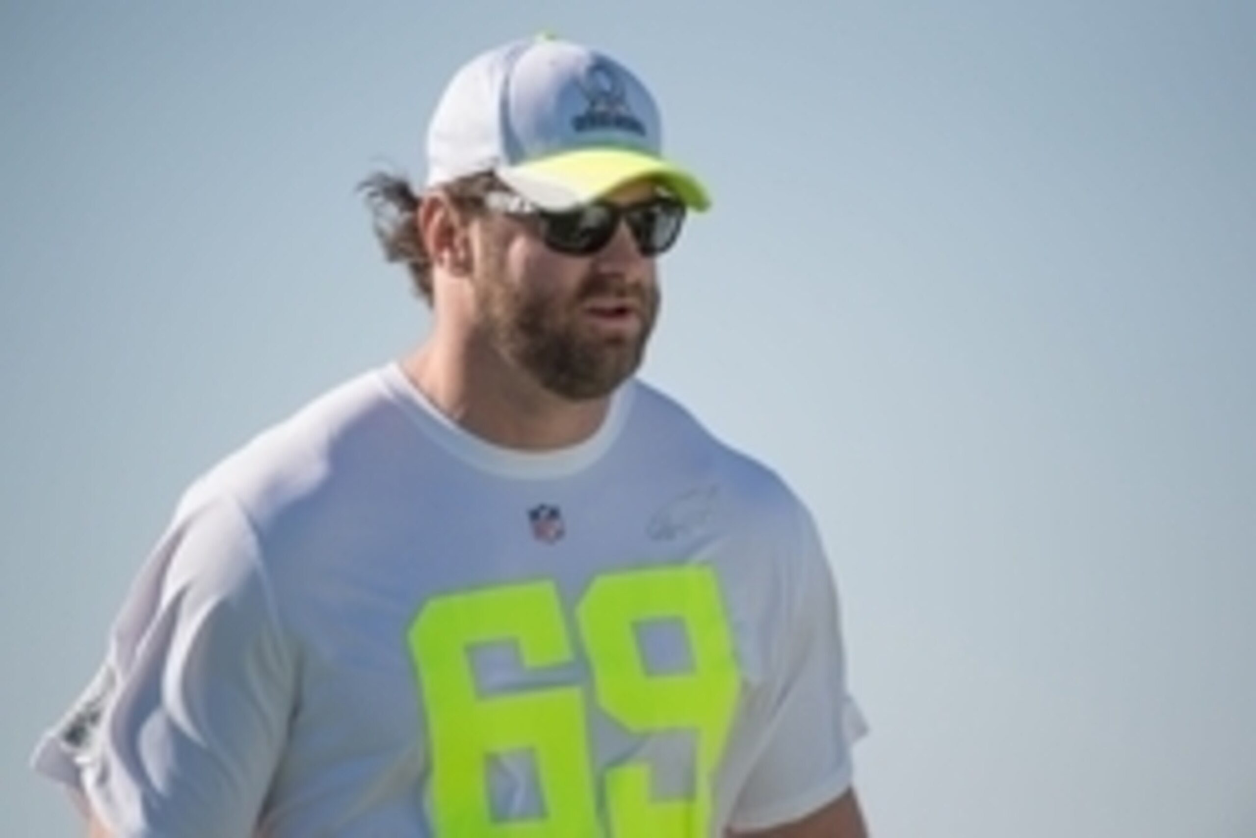 January 22, 2015; Phoenix, AZ, USA; Team Carter guard Evan Mathis of the Philadelphia Eagles (69) during the 2015 Pro Bowl practice at Luke Air Force Base. Mandatory Credit: Kyle Terada-USA TODAY Sports