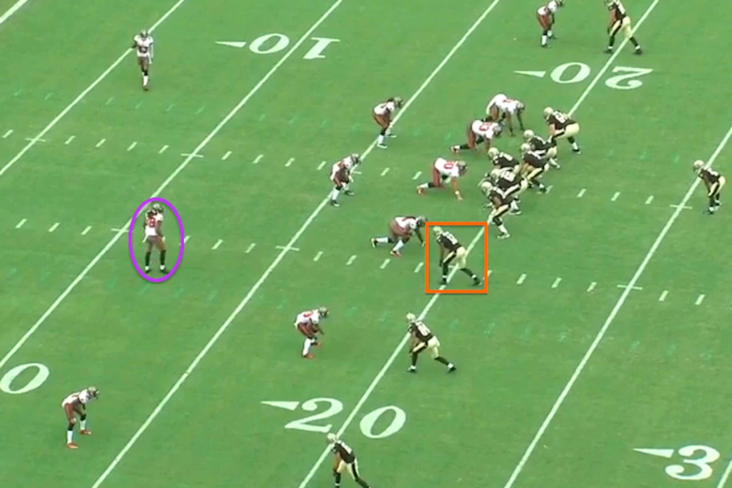 Goldson in man-to-man coverage.