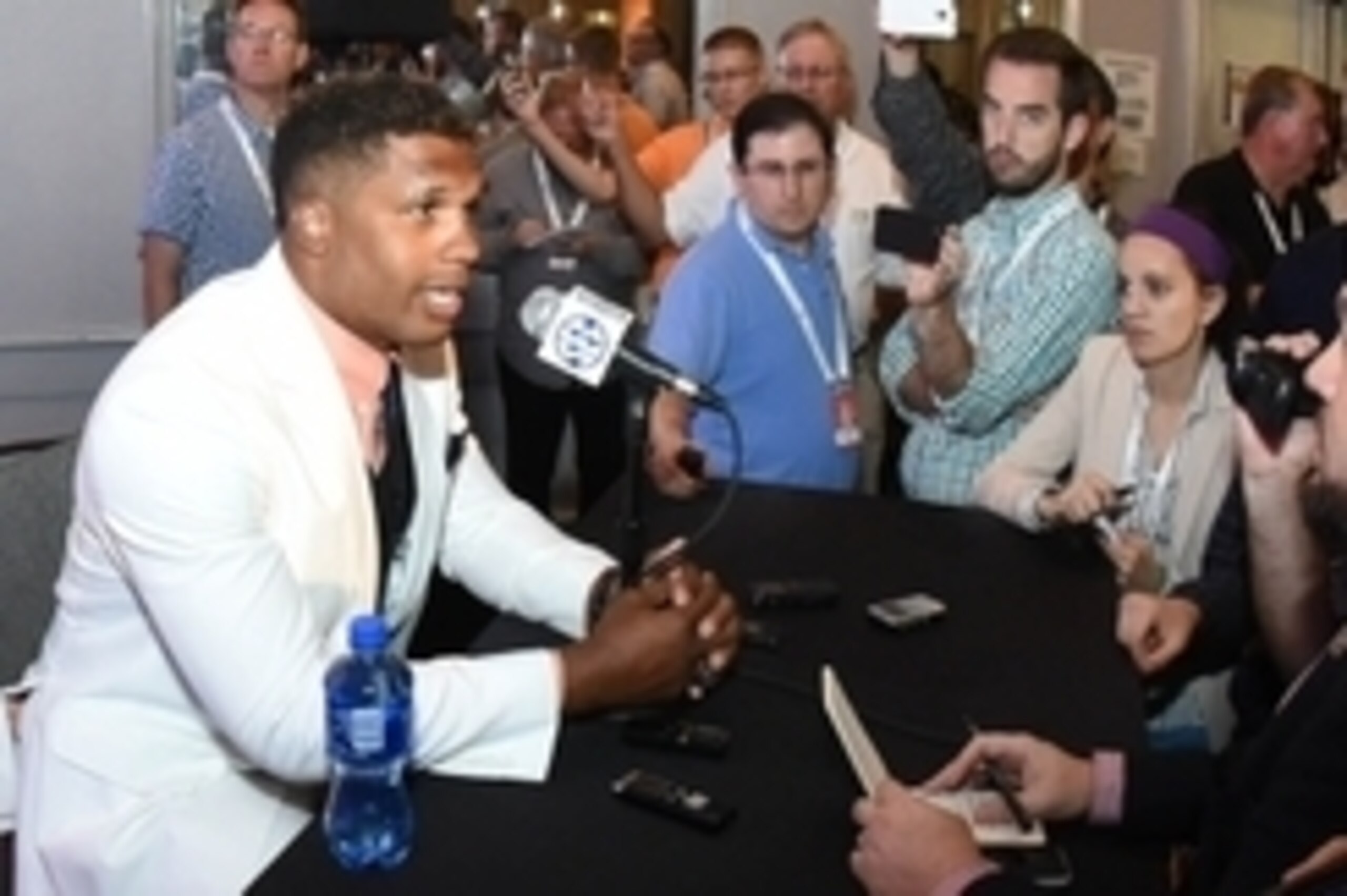 Jul 13, 2015; Hoover, AL, USA; Auburn linebacker Kris Frost talks to the media during SEC media days at the Wynfrey Hotel. Mandatory Credit: Kelly Lambert-USA TODAY Sports