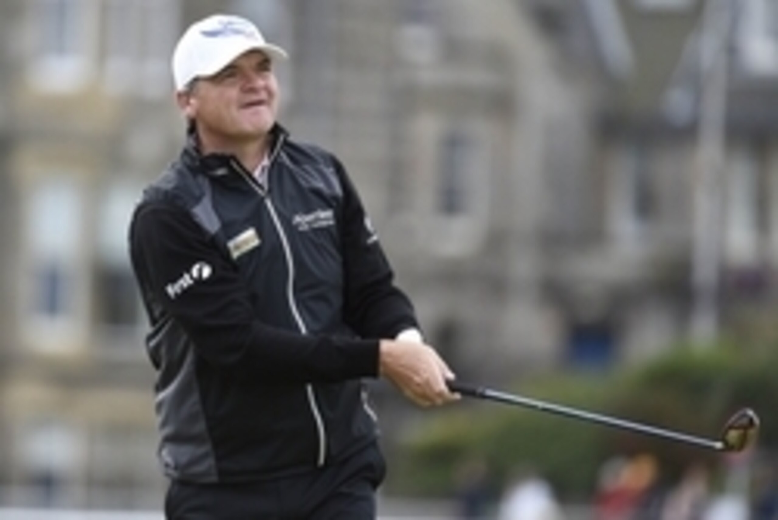 Jul 16, 2015; St. Andrews, Fife, SCT;  Paul Lawrie tee's off at the second during the first round for the 144th Open Championship at St. Andrews - Old Course. Mandatory Credit: Ian Rutherford-USA TODAY Sports