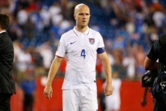Jul 10, 2015; Foxborough, MA, USA; United States midfielder Michael Bradley (4) after a CONCACAF Gold Cup group play game against Haiti at Gillette Stadium. Mandatory Credit: Winslow Townson-USA TODAY Sports