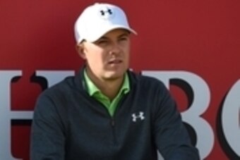 Jul 18, 2015; St. Andrews, Fife, SCT;  Jordan Spieth on the 16th tee waits to resume his second round on the third day of the 144th Open Championship at St. Andrews - Old Course. Mandatory Credit: Ian Rutherford-USA TODAY Sports