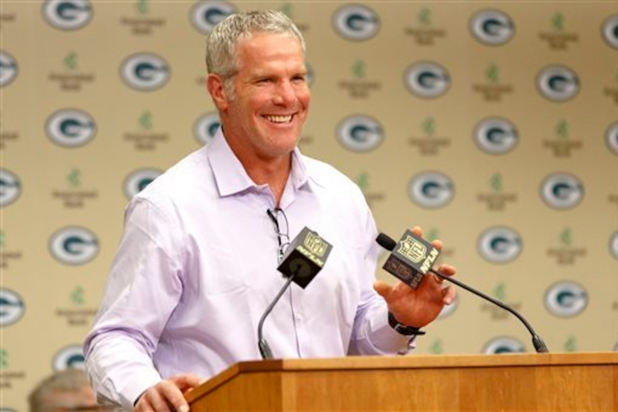 Favre at a news conference before being inducted into the Packers Hall of Fame over the weekend.