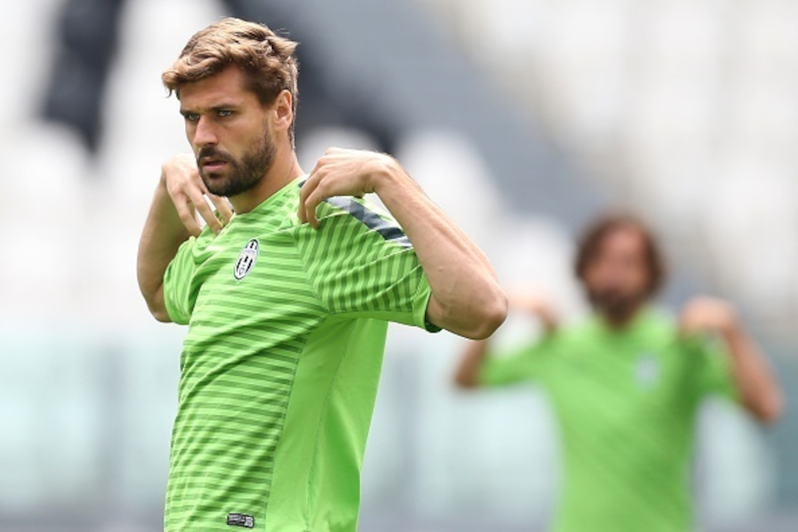 Juventus' Spanish forward Javier Fernando Torres Llorente takes part in a training session on June 1, 2015 at the Juventus Stadium in Turin, five days ahead of the UEFA Champions League football final against Barcelona.   AFP PHOTO / MARCO BERTORELLO     