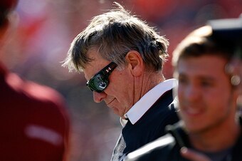 CLEMSON, SC - NOVEMBER 29: Head Coach Steve Spurrier of the South Carolina Gamecocks reacts after a play during their game against the Clemson Tigers at Memorial Stadium on November 29, 2014 in Clemson, South Carolina. (Photo by Tyler Smith/Getty Images)