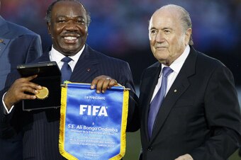 Gabon President Ali Bongo (left) with FIFA President Sepp Blatter.