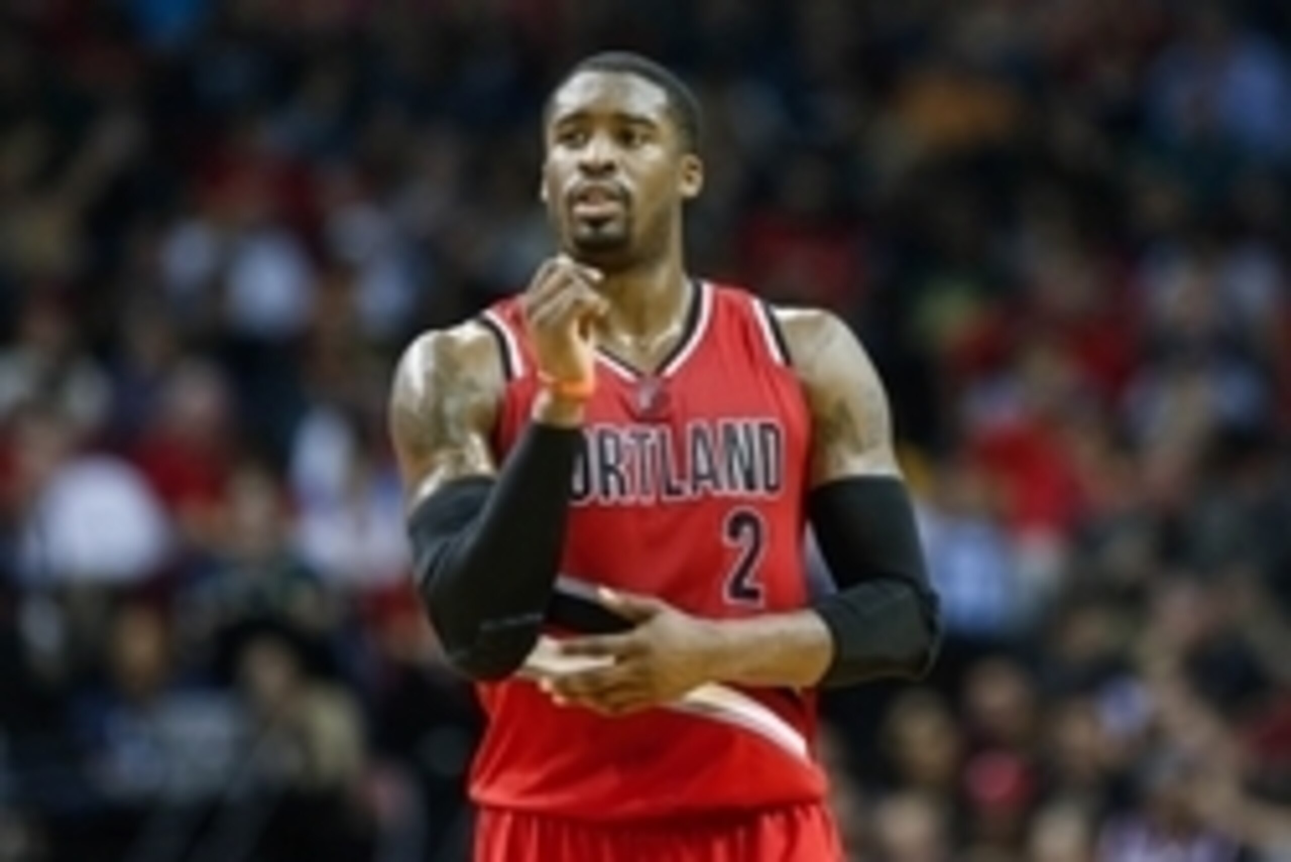 Dec 22, 2014; Houston, TX, USA; Portland Trail Blazers guard Wesley Matthews (2) during the game against the Houston Rockets at Toyota Center. Mandatory Credit: Troy Taormina-USA TODAY Sports