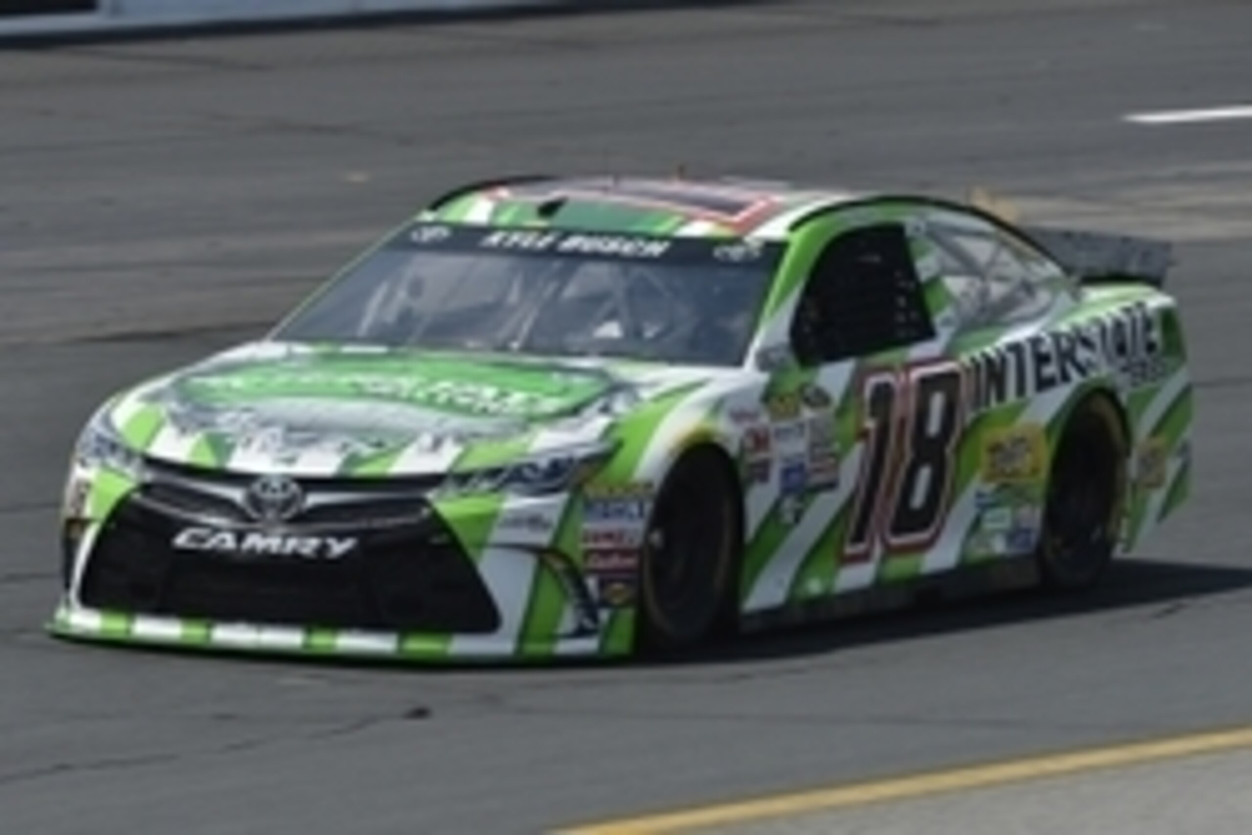 Jul 17, 2015; Loudon, NH, USA; Sprint Cup Series driver Kyle Busch (18) during practice for the New Hampshire 301 at New Hampshire Motor Speedway. Mandatory Credit: Jasen Vinlove-USA TODAY Sports