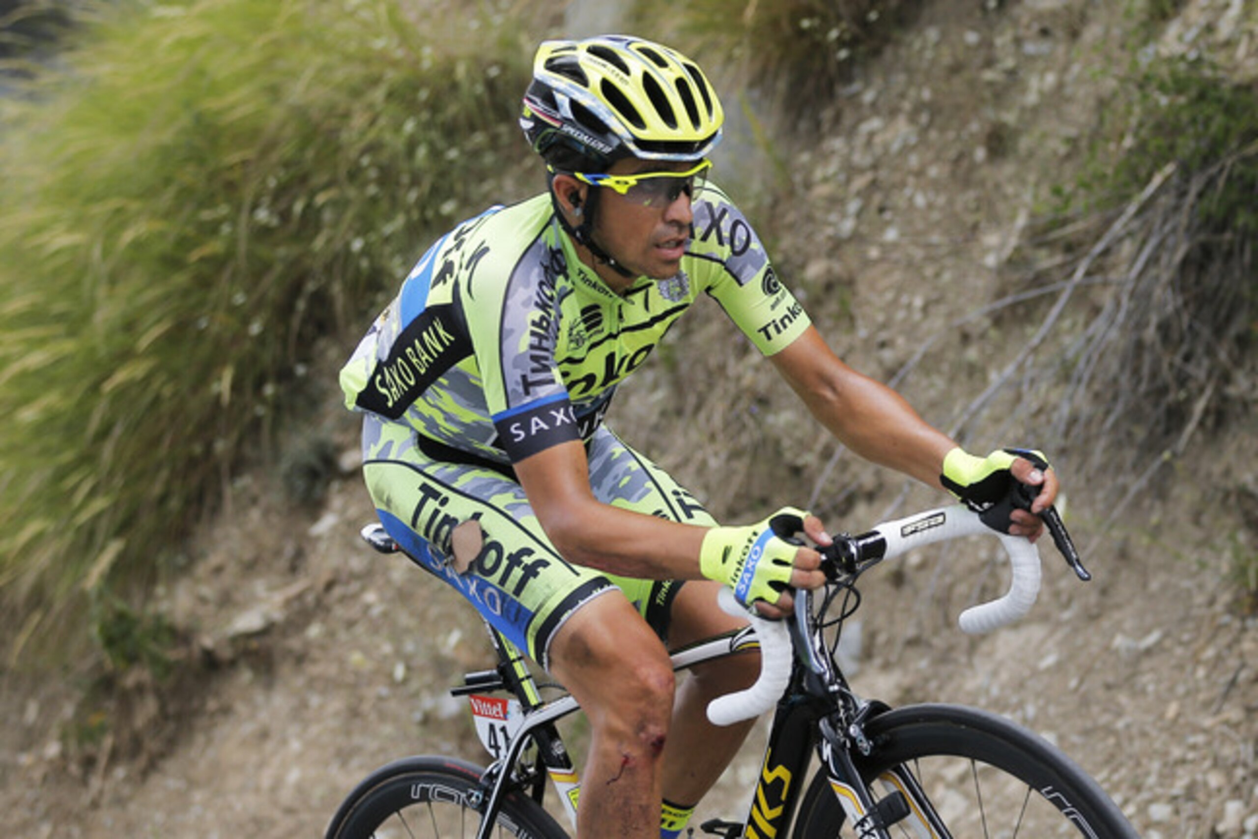Contador lost more time after running into trouble.