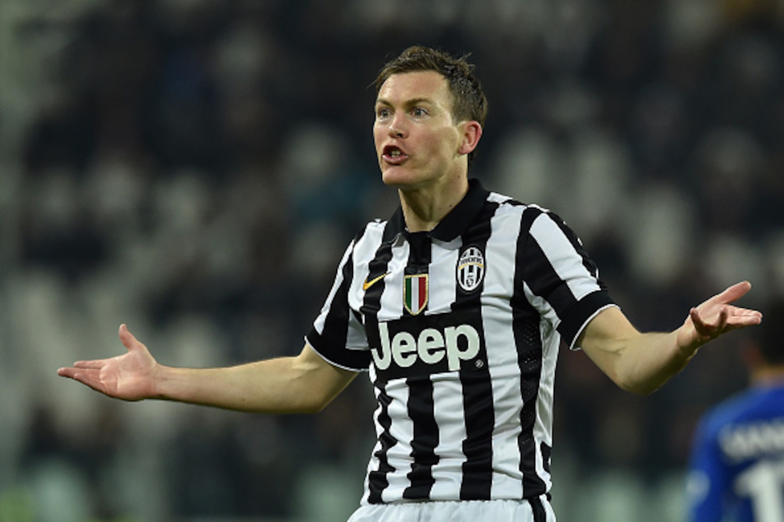 TURIN, ITALY - MARCH 09:  Stephan Lichtsteiner of Juventus FC reacts during the Serie A match between Juventus FC and US Sassuolo Calcio at Juventus Arena on March 9, 2015 in Turin, Italy.  (Photo by Valerio Pennicino/Getty Images)