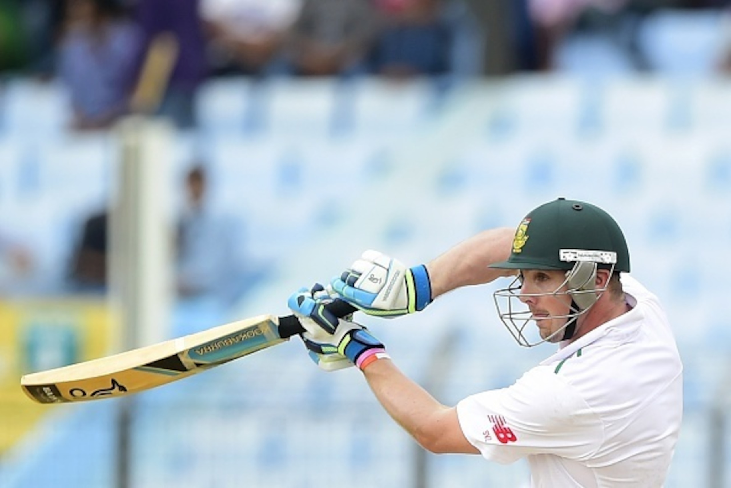 South Africa cricketer Stiaan van Zyl plays a shot during the third day of the first cricket Test match between Bangladesh and South Africa at the Zahur Ahmed Chowdhury Stadium in Chittagong on July 23, 2015. AFP PHOTO/ Munir uz ZAMAN        (Photo credit