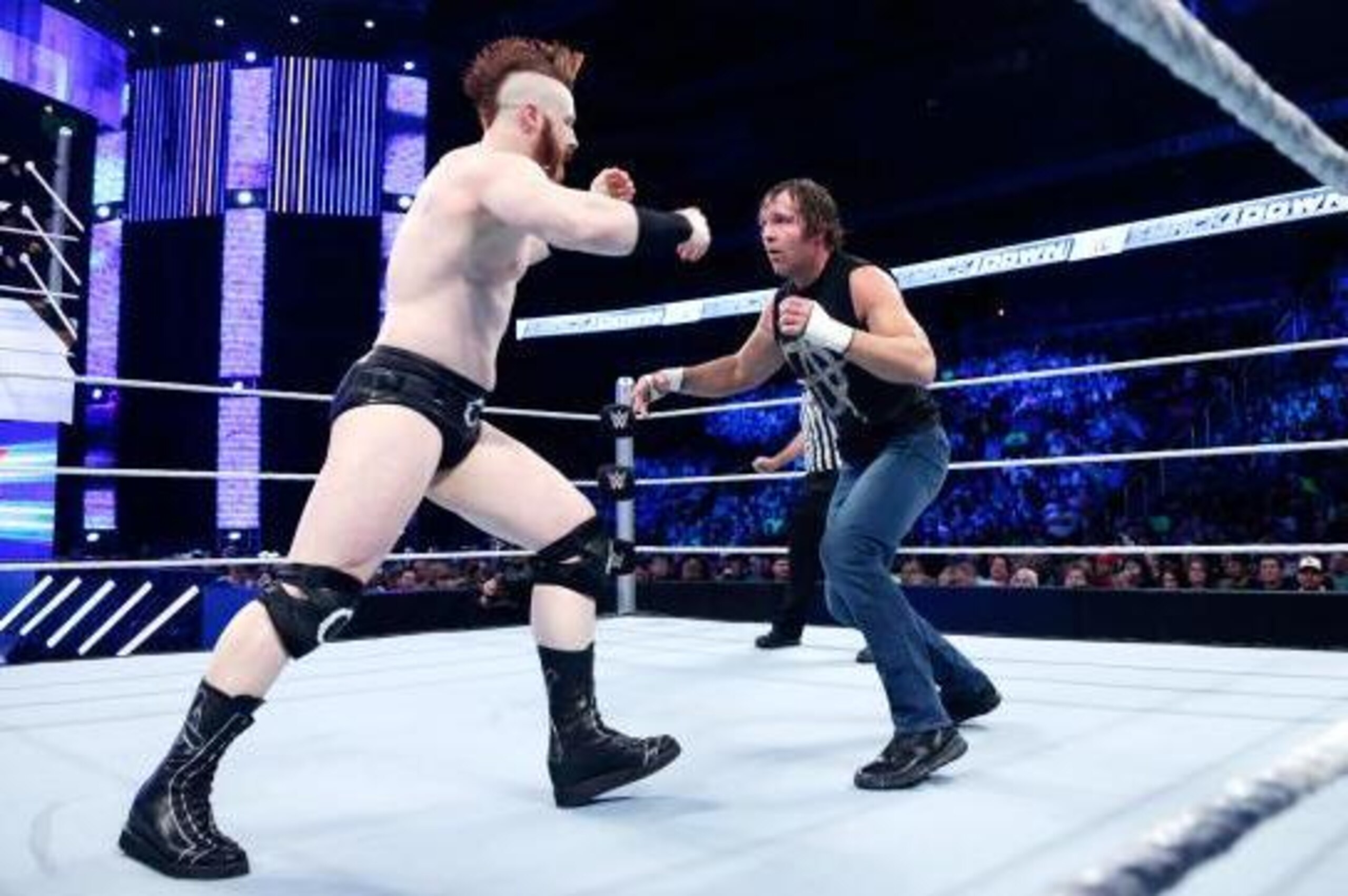 Sheamus and Dean Ambrose get ready to square off. Sheamus and Dean Ambrose get ready to square off.