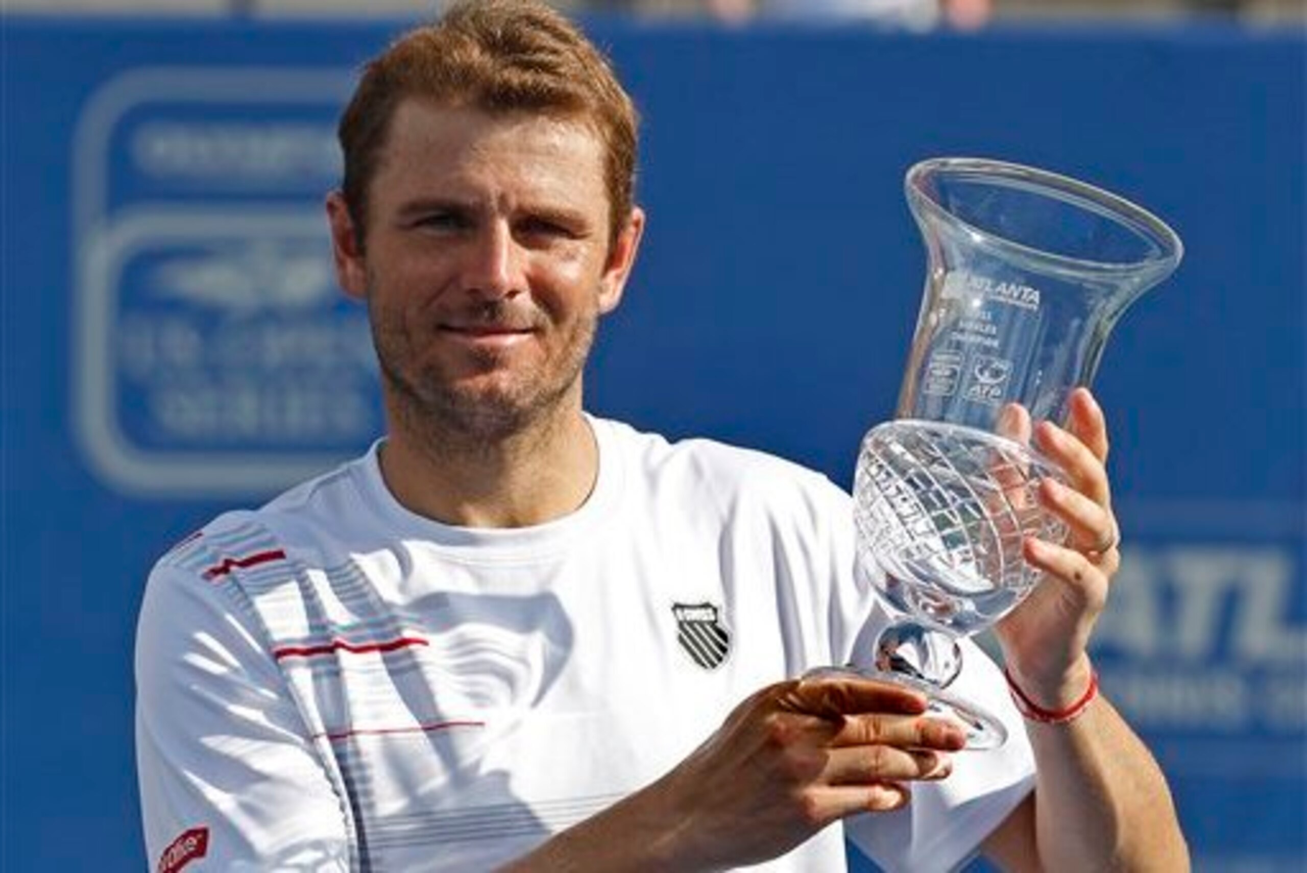 Mardy Fish holds the title at the 2011 Atlanta Open.
