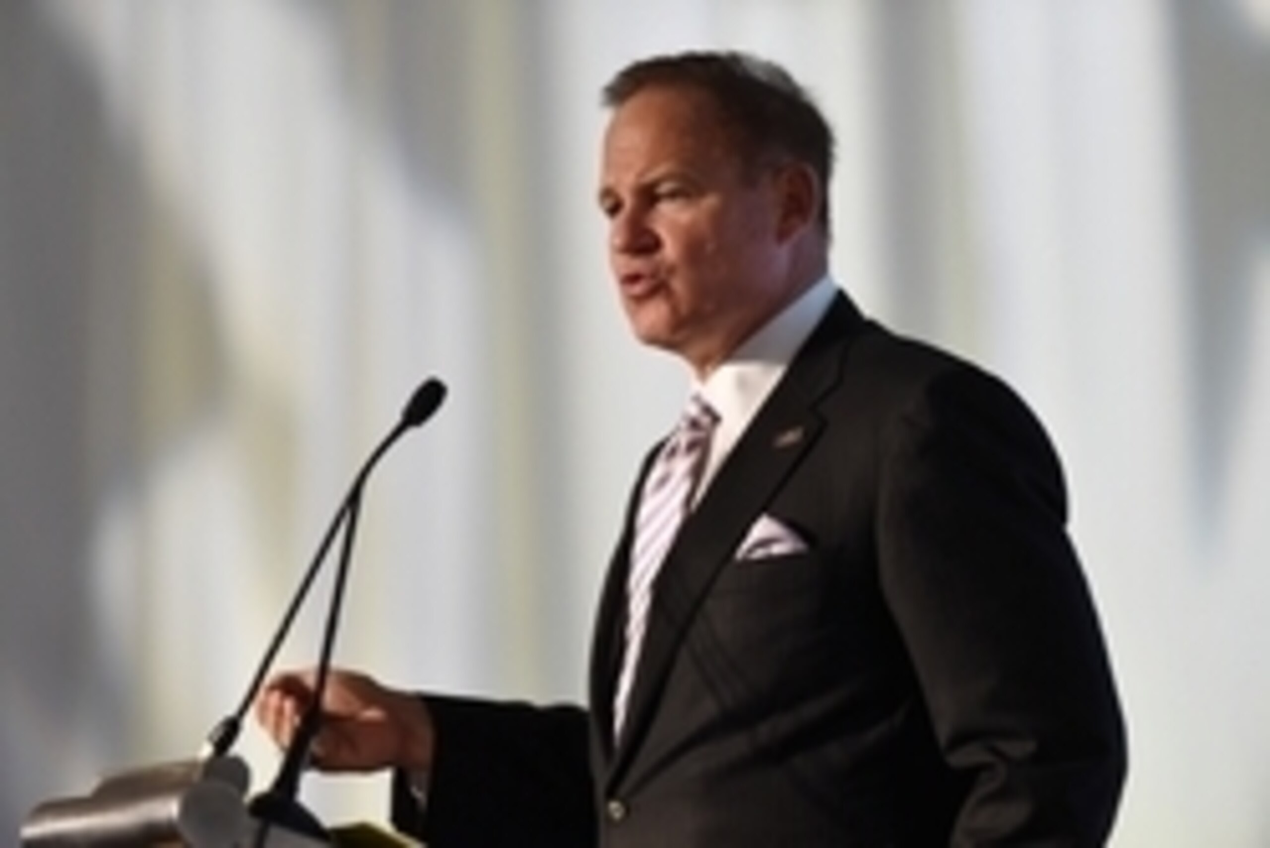 Jul 16, 2015; Hoover, AL, USA; LSU Tigers coach Les Miles addressed the media during SEC media days at the Wynfrey Hotel. Mandatory Credit: Kelly Lambert-USA TODAY Sports