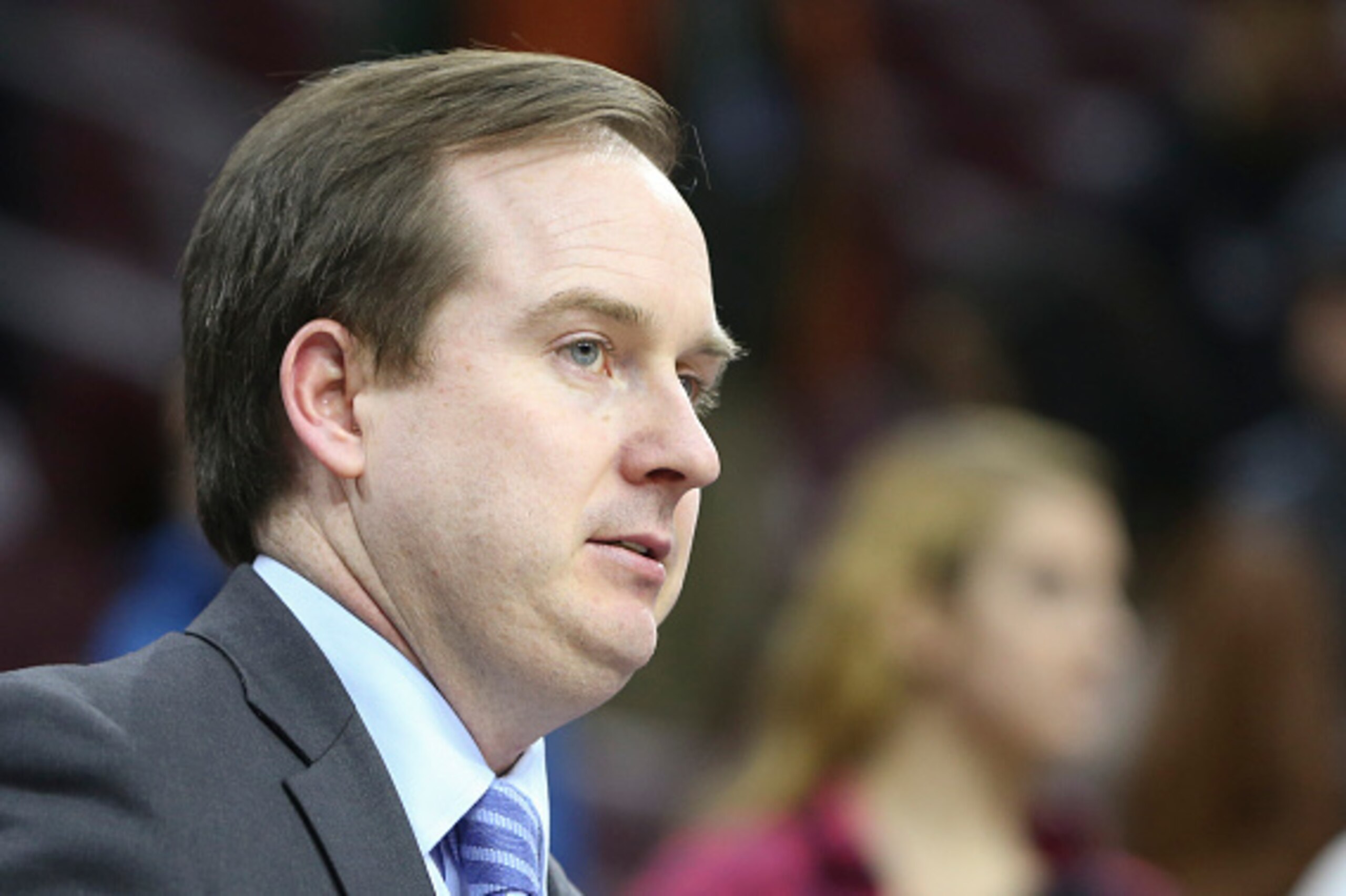 PHILADELPHIA, PA - JANUARY 5: General Manager Sam Hinkie of the Philadelphia 76ers watches the 76ers warm up prior to the game against the Cleveland Cavaliers on January 5, 2015 at the Wells Fargo Center in Philadelphia, Pennsylvania. NOTE TO USER: User e