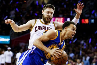 CLEVELAND, OH - JUNE 16:  Stephen Curry #30 of the Golden State Warriors drives against Matthew Dellavedova #8 of the Cleveland Cavaliers in the first quarter during Game Six of the 2015 NBA Finals at Quicken Loans Arena on June 16, 2015 in Cleveland, Ohi