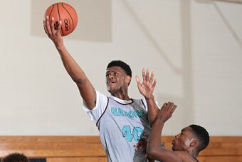 PASADENA, TX - MAY 16:  Billy Preston #40 with the finder roll during Adidas Nations Houston on May 16, 2015 at Pasadena High School in Pasadena, Texas. (Photo by Kelly Kline/Getty Images)