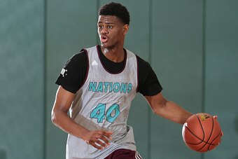 PASADENA, TX - MAY 17: Billy Preston #40 brings the ball up the court during Adidas Nations Houston on May 17, 2015 at Pasadena High School in Pasadena, Texas. (Photo by Kelly Kline/Getty Images)