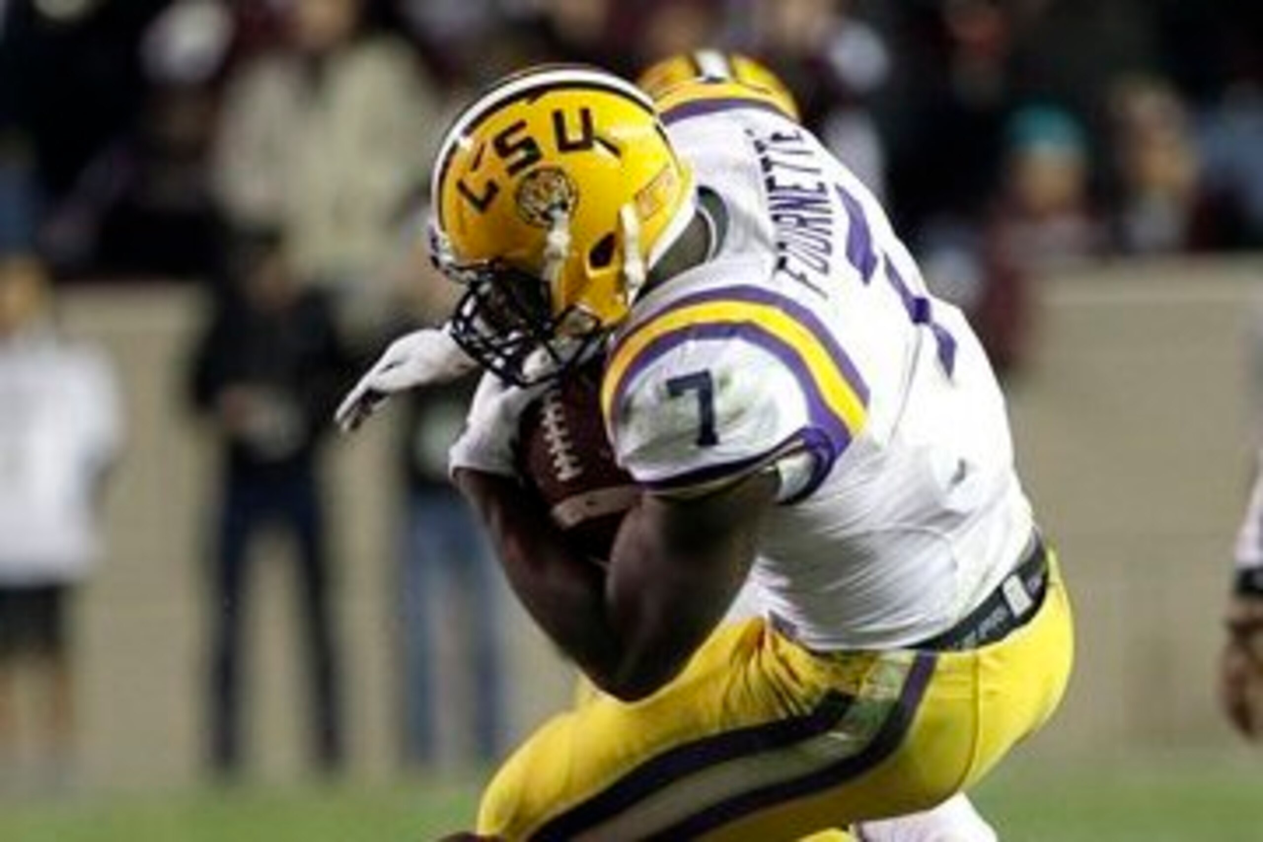 Dynamic doesn't begin to describe Leonard Fournette's running style as he has both power and speed.