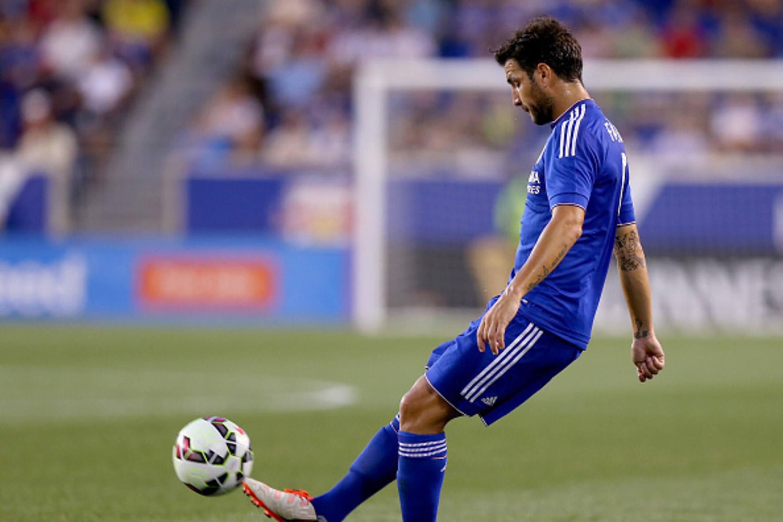 HARRISON, NJ - JULY 22:  Cesc Fabregas #4 of Chelsea takes the ball in the first half against the New York Red Bulls during the International Champions Cup at Red Bull Arena on July 22, 2015 in Harrison, New Jersey.  (Photo by Elsa/Getty Images)