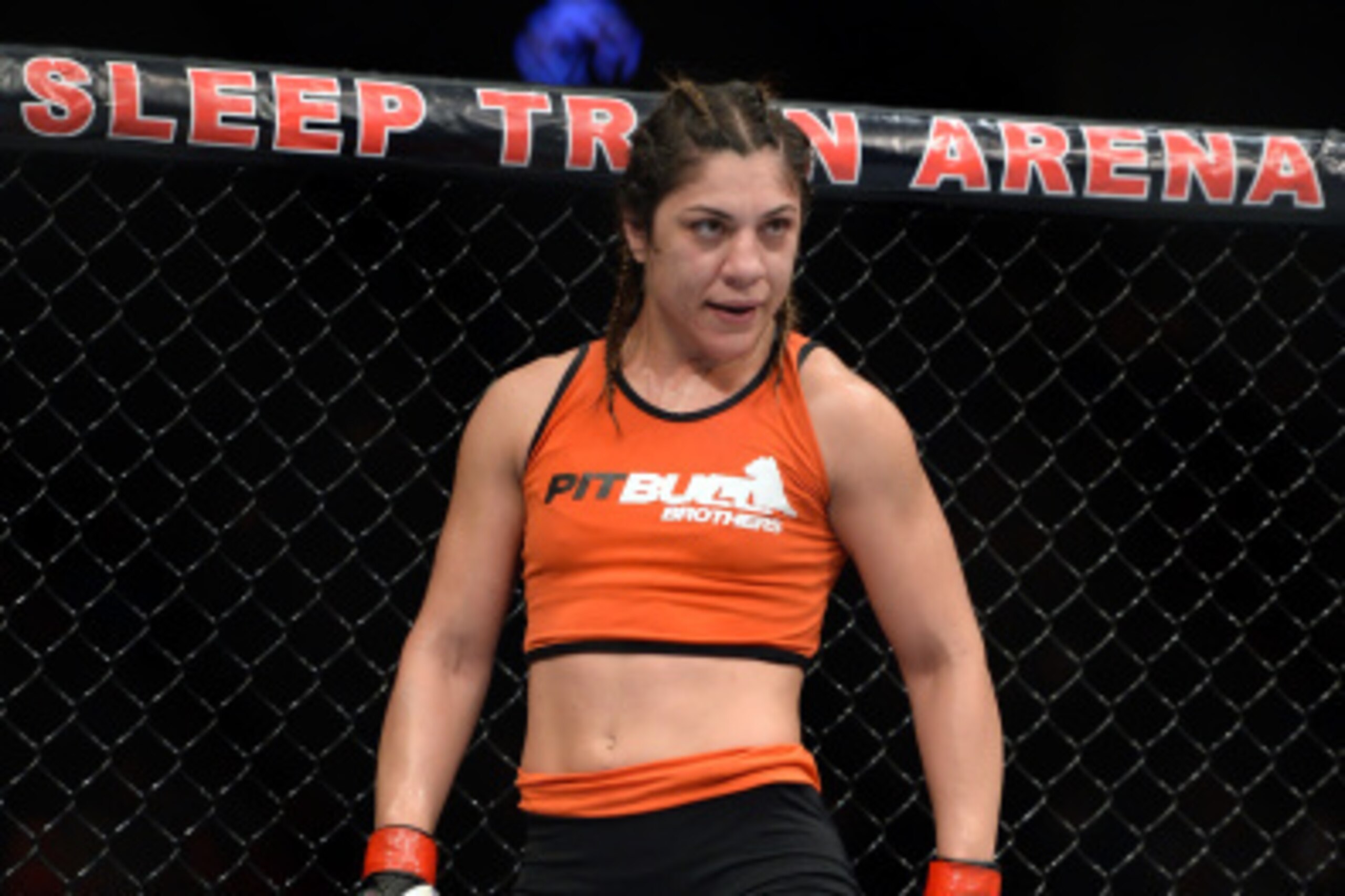 SACRAMENTO, CA - AUGUST 30: Bethe Correia stands in her corner before facing Shayna Baszler in their women's bantamweight fight at UFC 177 inside the Sleep Train Arena on August 30, 2014 in Sacramento, California. (Photo by Jeff Bottari/Zuffa LLC/Zuffa L SACRAMENTO, CA - AUGUST 30: Bethe Correia stands in her corner before facing Shayna Baszler in their women's bantamweight fight at UFC 177 inside the Sleep Train Arena on August 30, 2014 in Sacramento, California. (Photo by Jeff Bottari/Zuffa LLC/Zuffa L