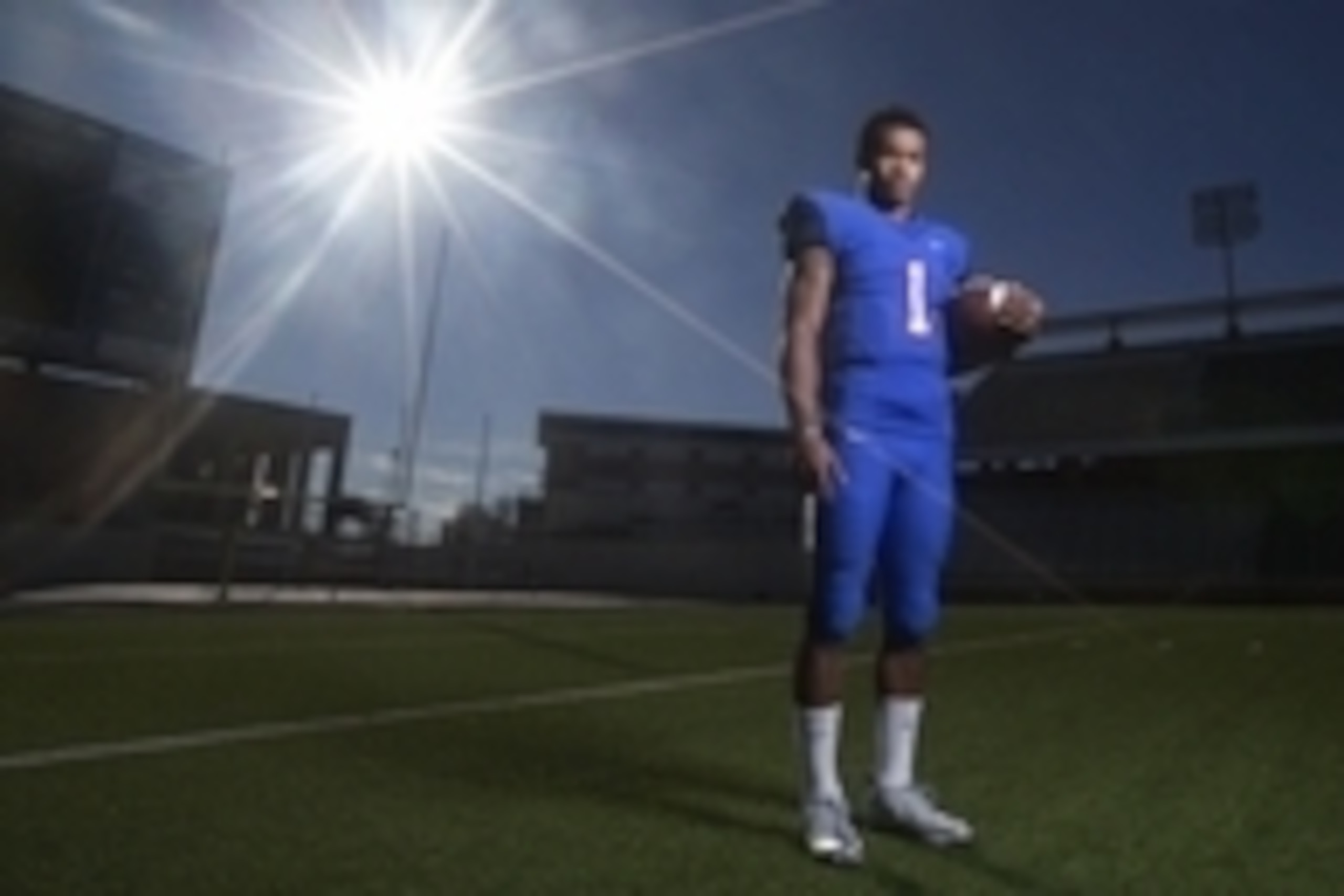 Dec 15, 2014; Allen, TX, USA; Kyler Murray of Allen high school poses for a portrait. He is the USA TODAY high school offensive player of the year.  Mandatory Credit: Kevin Jairaj-USA TODAY Sports